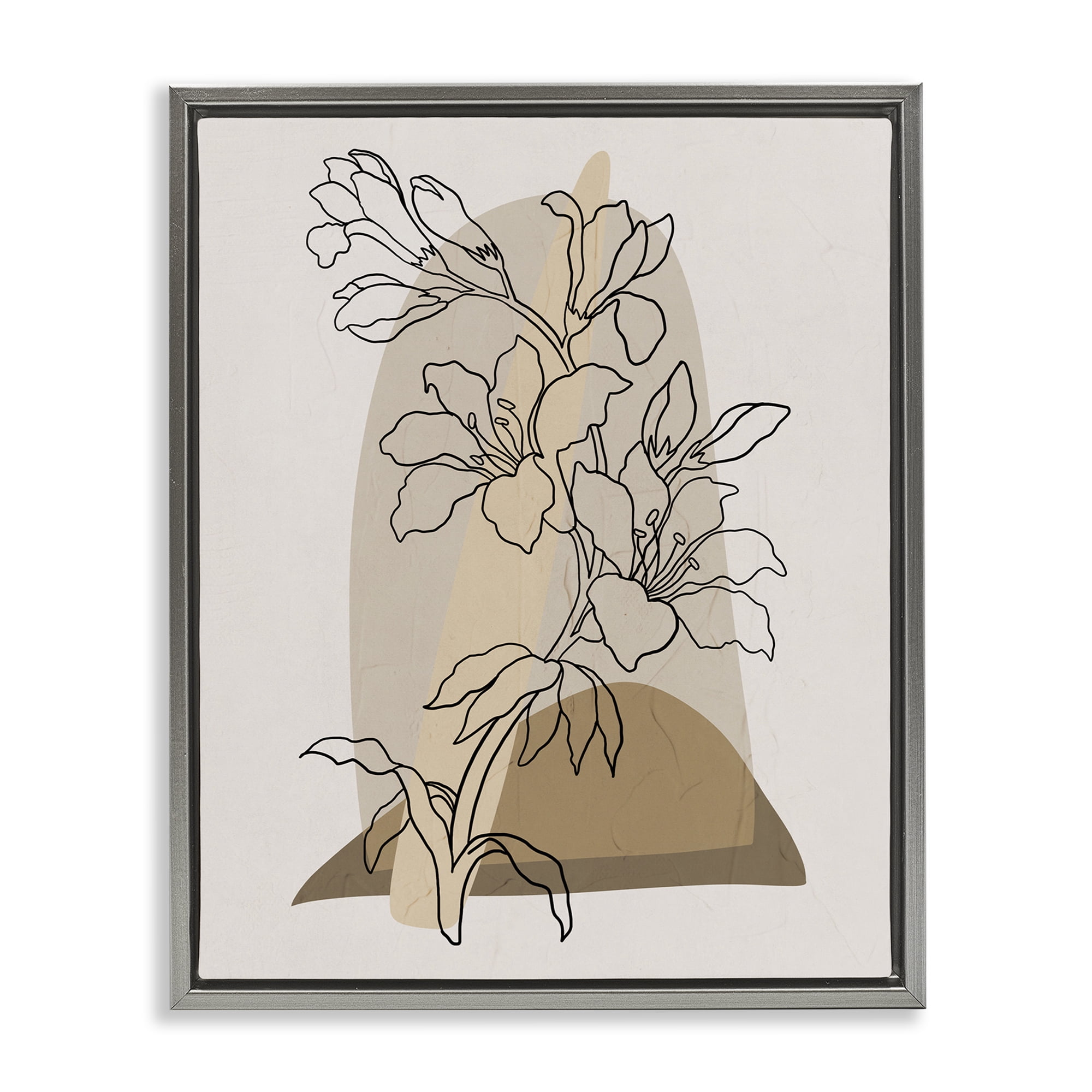 Stupell Industries Boho Lily Impression Botanical & Floral Painting Gray Floater Framed Art Print Wall Art, 17 x 21