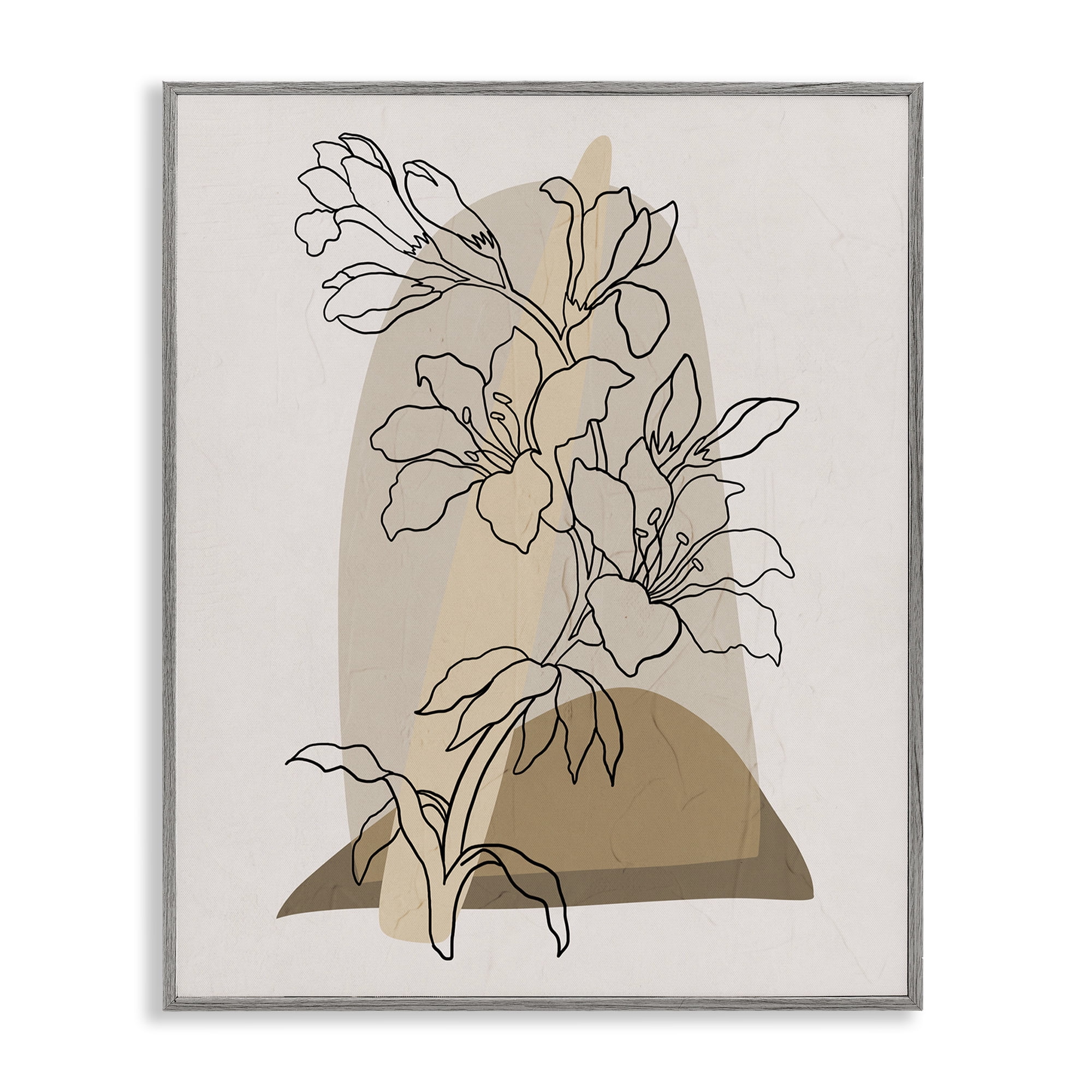 Stupell Industries Boho Lily Impression Botanical & Floral Painting Gray Framed Art Print Wall Art, 16 x 20