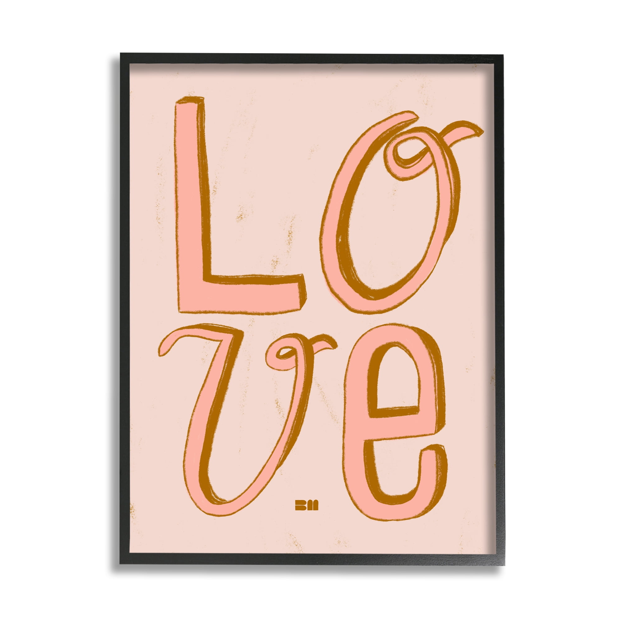 Stupell Industries Boho Love Letters Inspirational Painting Black Framed Art Print Wall Art, 11 x 14