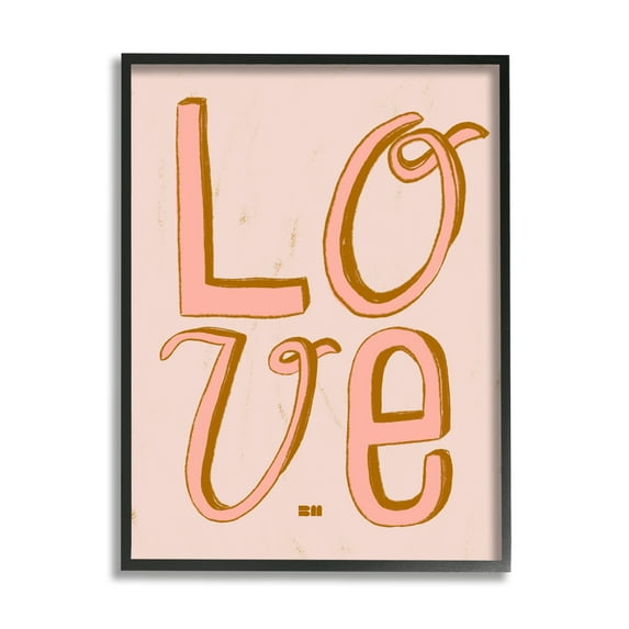 Stupell Industries Boho Love Letters Inspirational Painting Black Framed Art Print Wall Art, 16 x 20