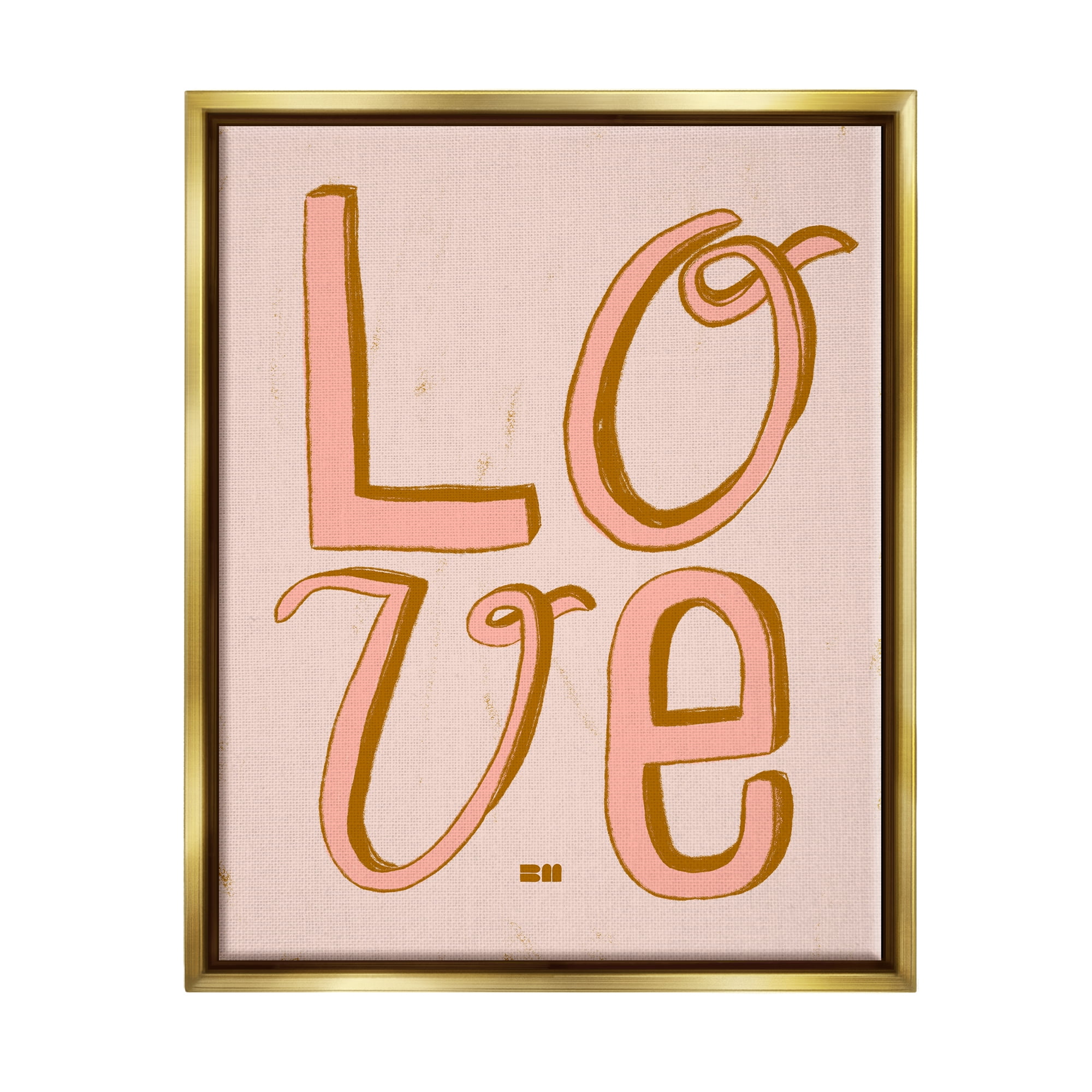 Stupell Industries Boho Love Letters Inspirational Painting Gold Floater Framed Canvas Art Print Wall Art, 25 x 31