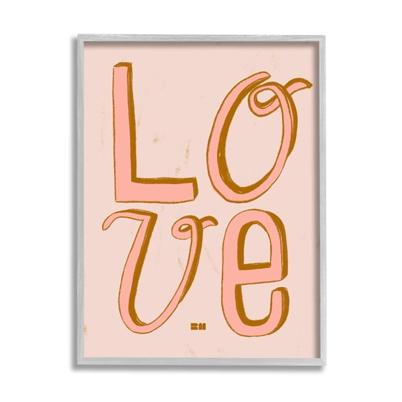 Stupell Industries Boho Love Letters Inspirational Painting Gray Framed Art Print Wall Art, 24 x 30