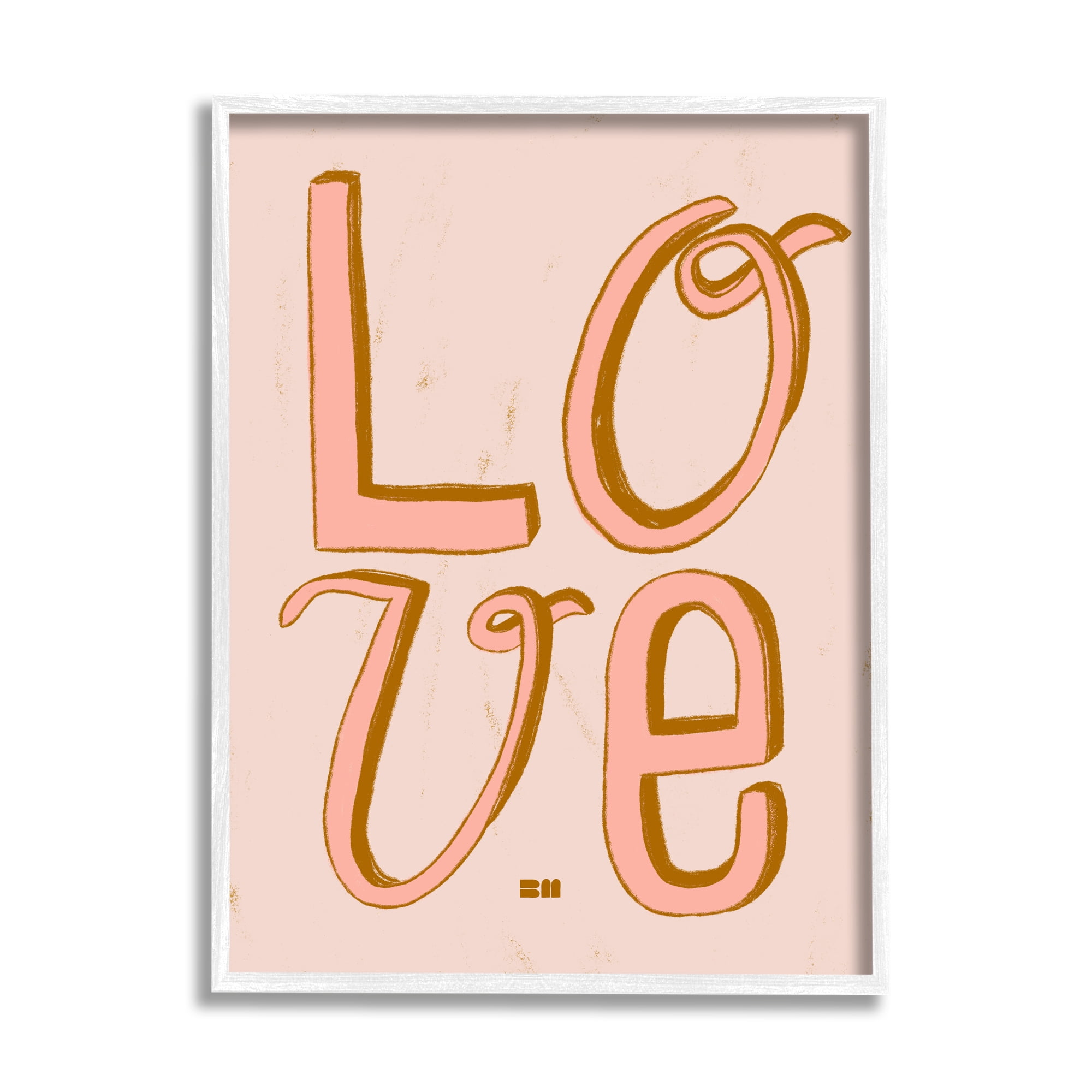 Stupell Industries Boho Love Letters Inspirational Painting White Framed Art Print Wall Art, 16 x 20