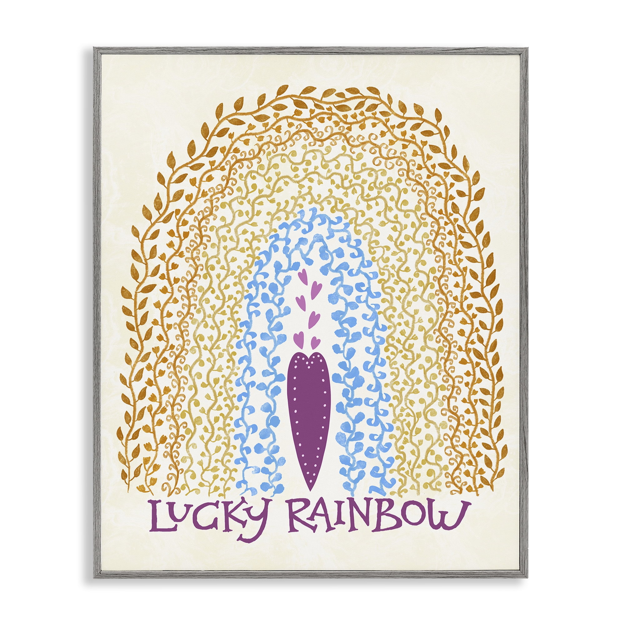 Stupell Industries Boho Lucky Rainbow Gray Framed Giclee Art, design by Connie Summers