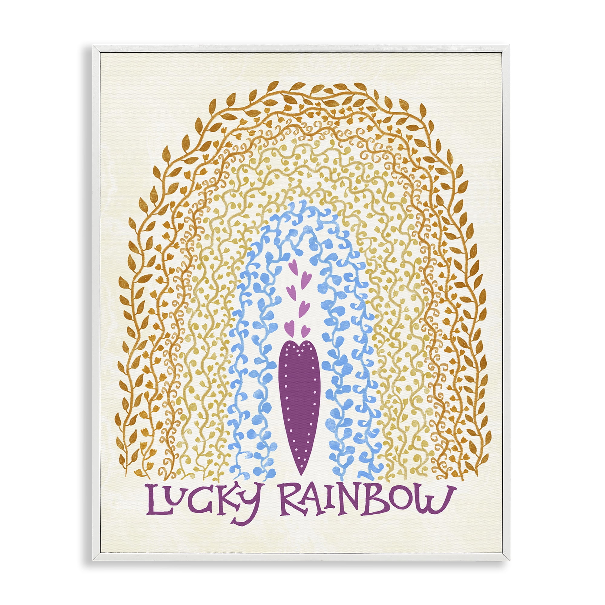 Stupell Industries Boho Lucky Rainbow White Framed Giclee Art, design by Connie Summers