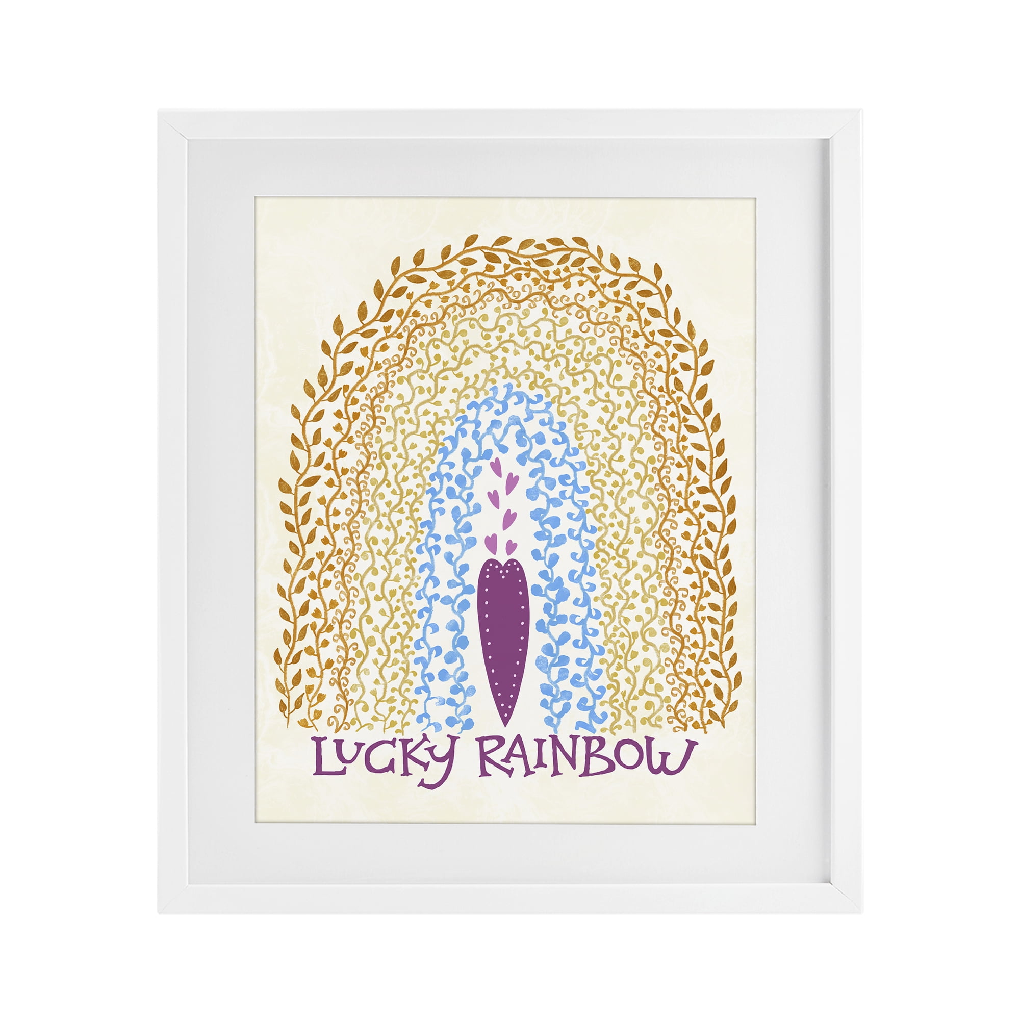 Stupell Industries Boho Lucky Rainbow White Framed Print Under Glass, design by Connie Summers