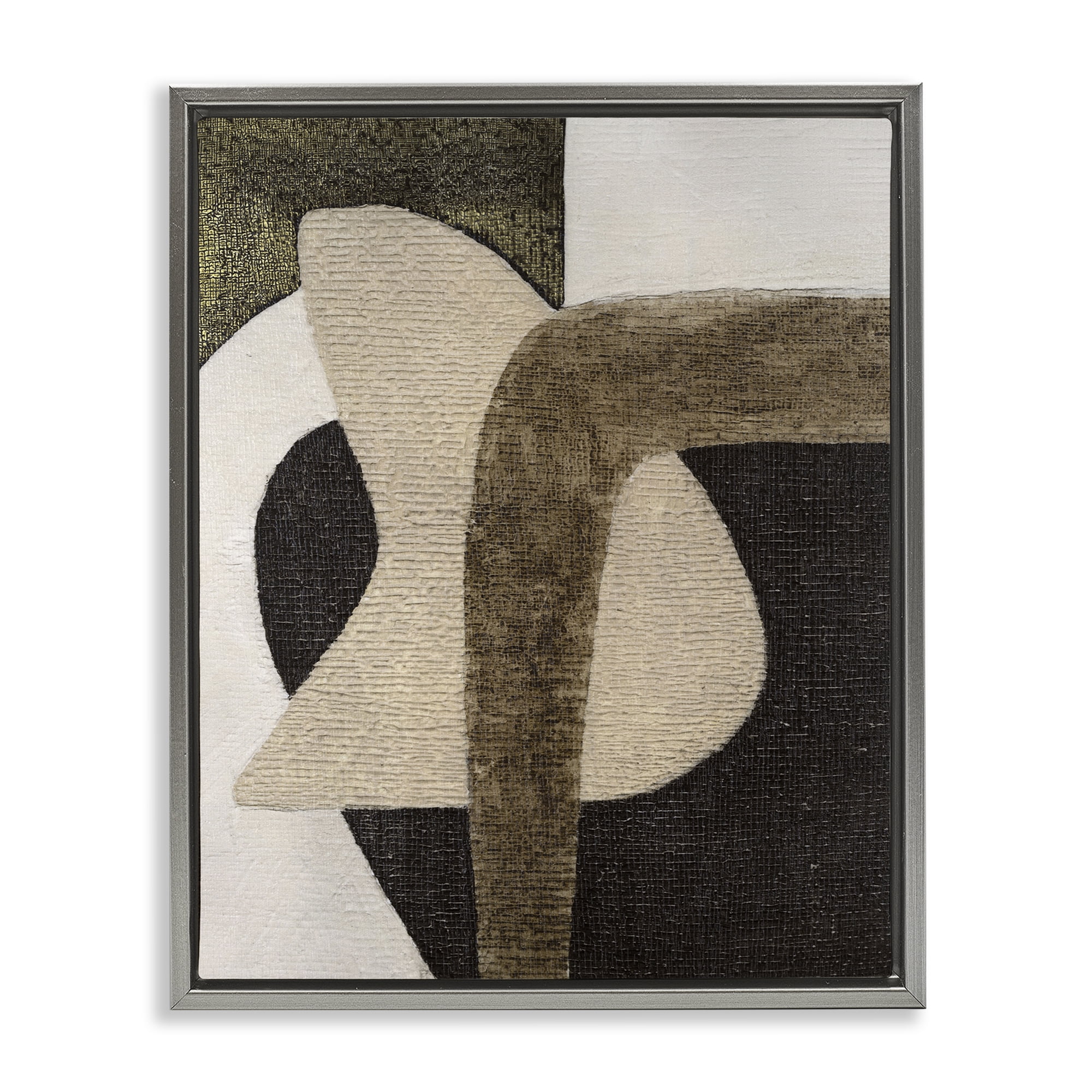 Stupell Industries Boho Modern Shape Pattern Abstract Painting Gray Floater Framed Canvas Art Print Wall Art, 25 x 31