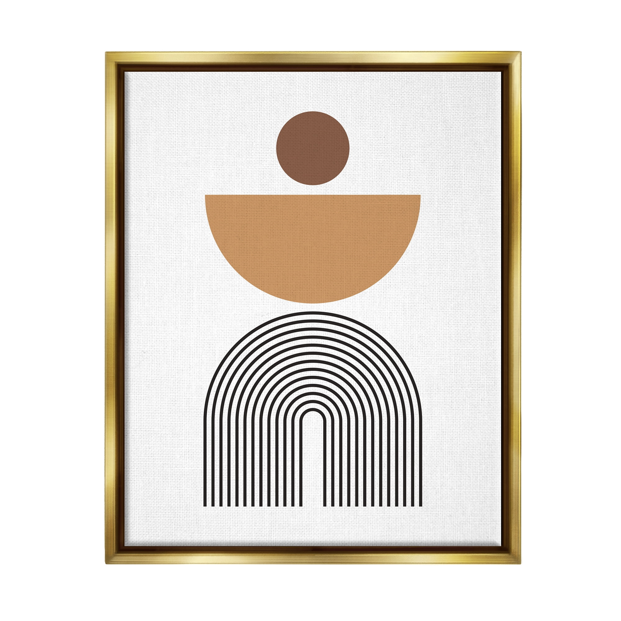 Stupell Industries Boho Modern Shapes Abstract Painting Gold Floater Framed Art Print Wall Art, 17 x 21