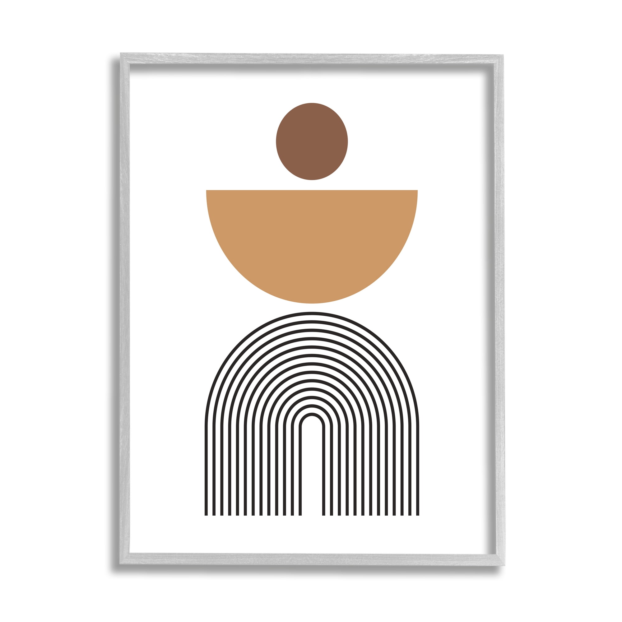 Stupell Industries Boho Modern Shapes Abstract Painting Gray Framed Art Print Wall Art, 24 x 30