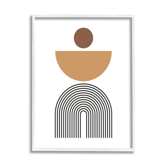 Stupell Industries Boho Modern Shapes Abstract Painting White Framed Art Print Wall Art, 24 x 30