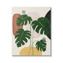 Stupell Industries Boho Monstera with Shapes Botanical & Floral Painting Gallery Wrapped Canvas Art Print Wall Art, 16 x 20