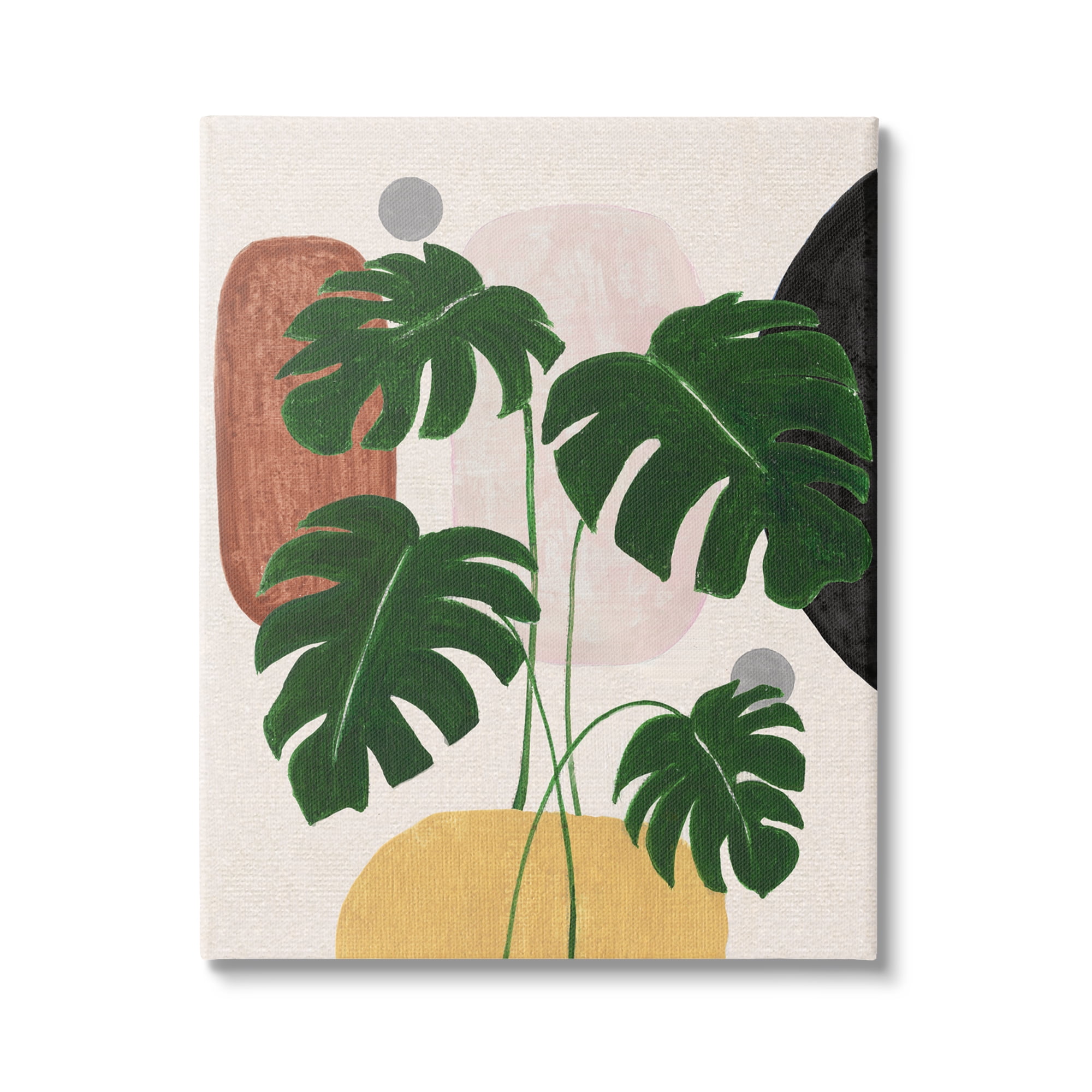 Stupell Industries Boho Monstera with Shapes Botanical & Floral Painting Gallery Wrapped Canvas Art Print Wall Art, 30 x 40