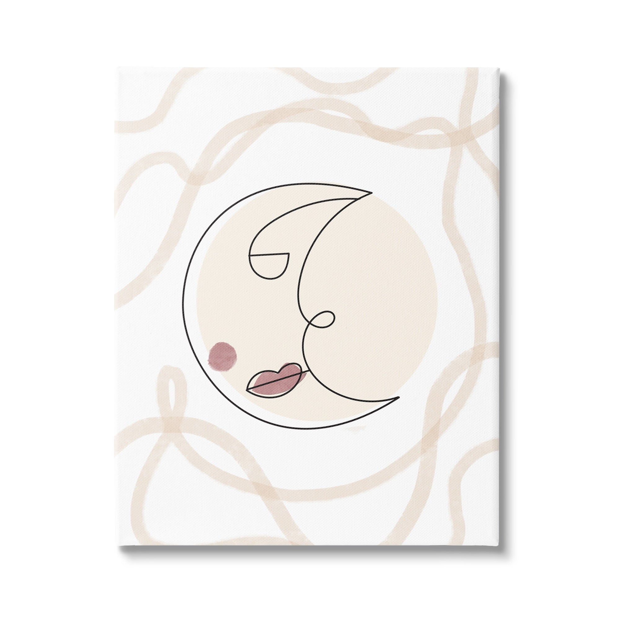 Stupell Industries Boho Moon Face Casual Lunar Squiggle Design Canvas Wall Art, 24 x 30, Design by Lil' Rue