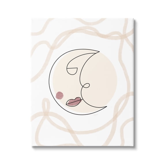 Stupell Industries Boho Moon Face Casual Lunar Squiggle Design Canvas Wall Art, 36 x 48, Design by Lil' Rue