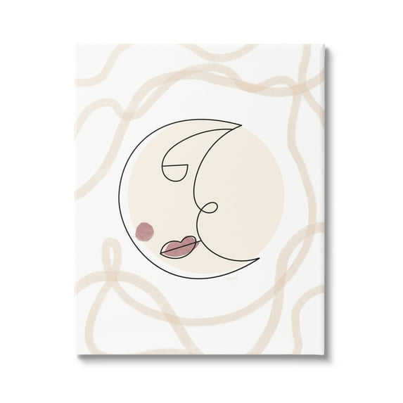 Stupell Industries Boho Moon Face Casual Lunar Squiggle Design Canvas Wall Art, 36 x 48, Design by Lil' Rue