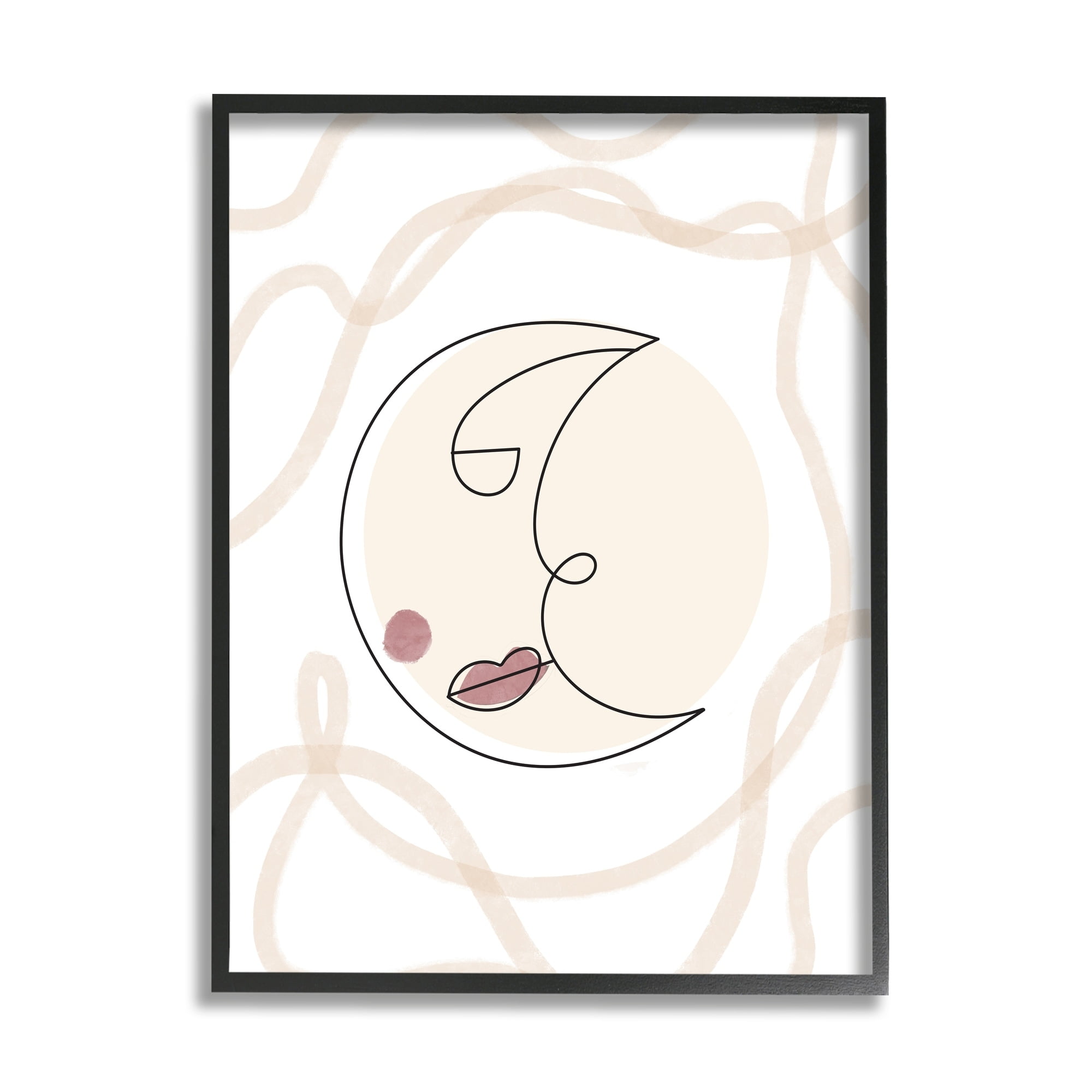 Stupell Industries Boho Moon Face Casual Lunar Squiggle Design Framed Wall Art, 16 x 20, Design by Lil' Rue