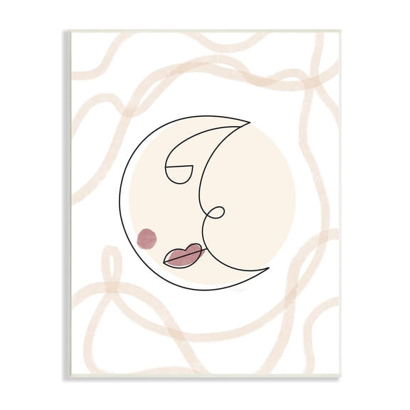 Stupell Industries Boho Moon Face Casual Lunar Squiggle Design Wood Wall Art, 10 x 15, Design by Lil' Rue