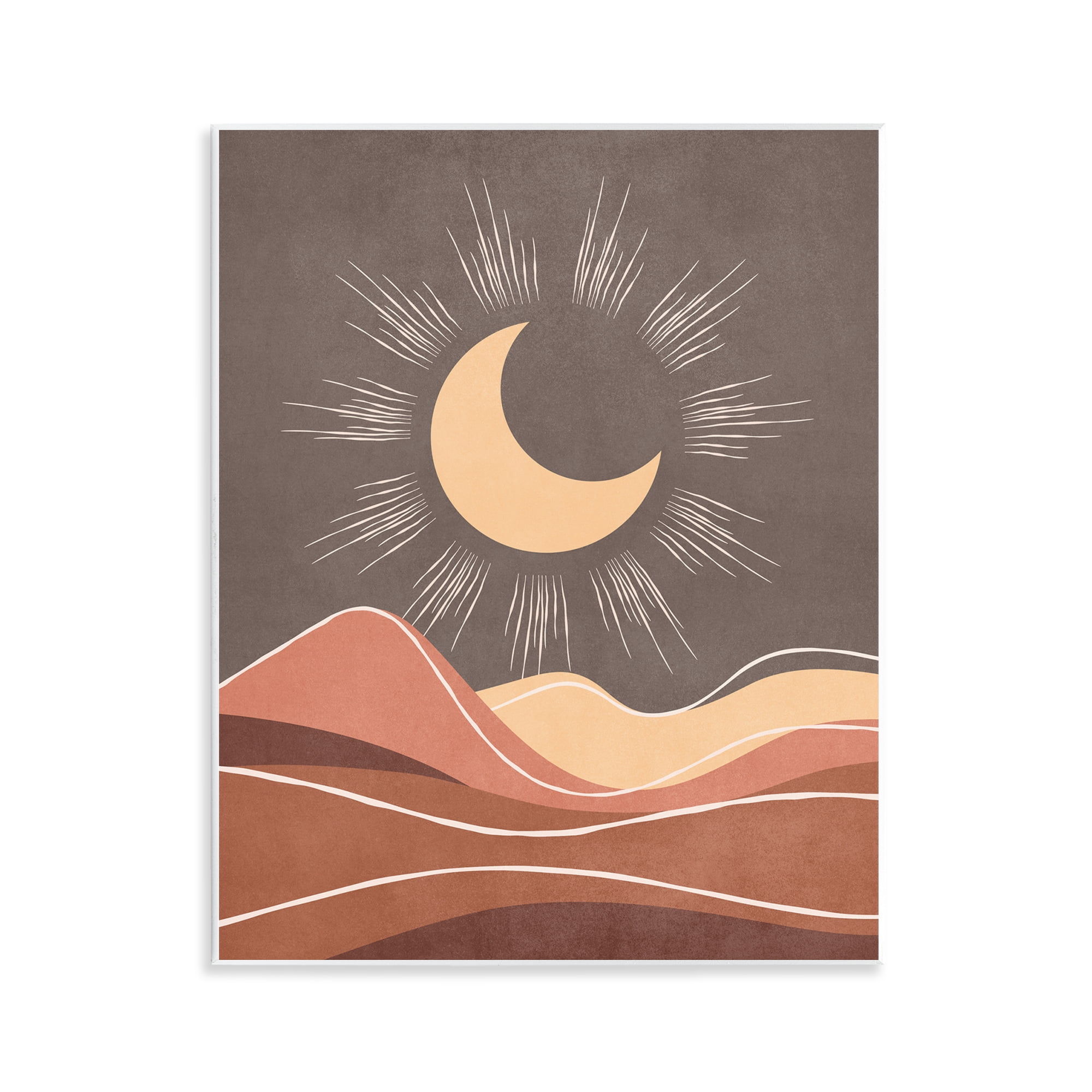 Stupell Industries Boho Moon over Desert Landscape & Nature Painting Unframed Art Print Wall Art, 11 x 14