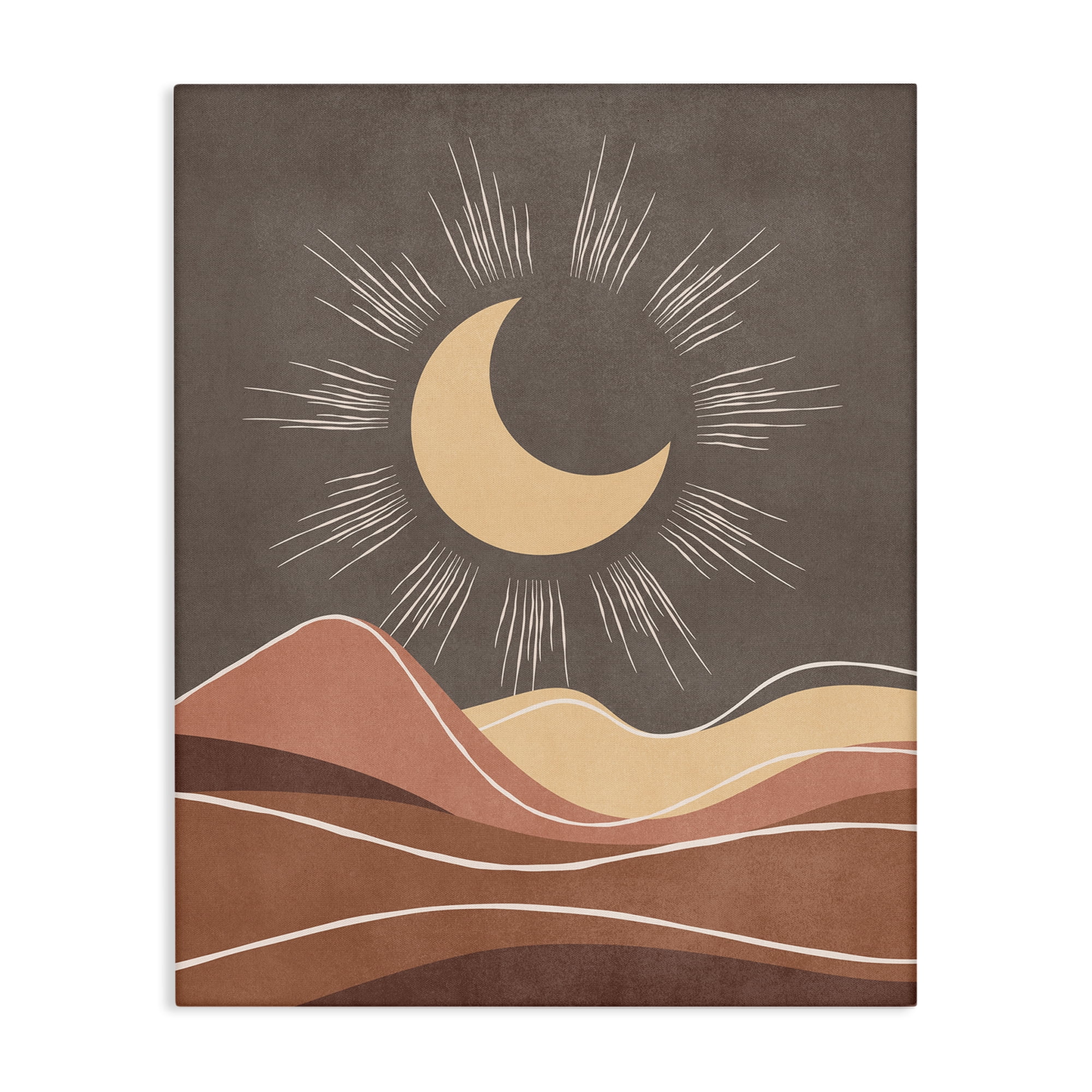 Stupell Industries Boho Moon over Desert Landscape & Nature Painting Wrapped Canvas Art Print Wall Art, 30 x 40