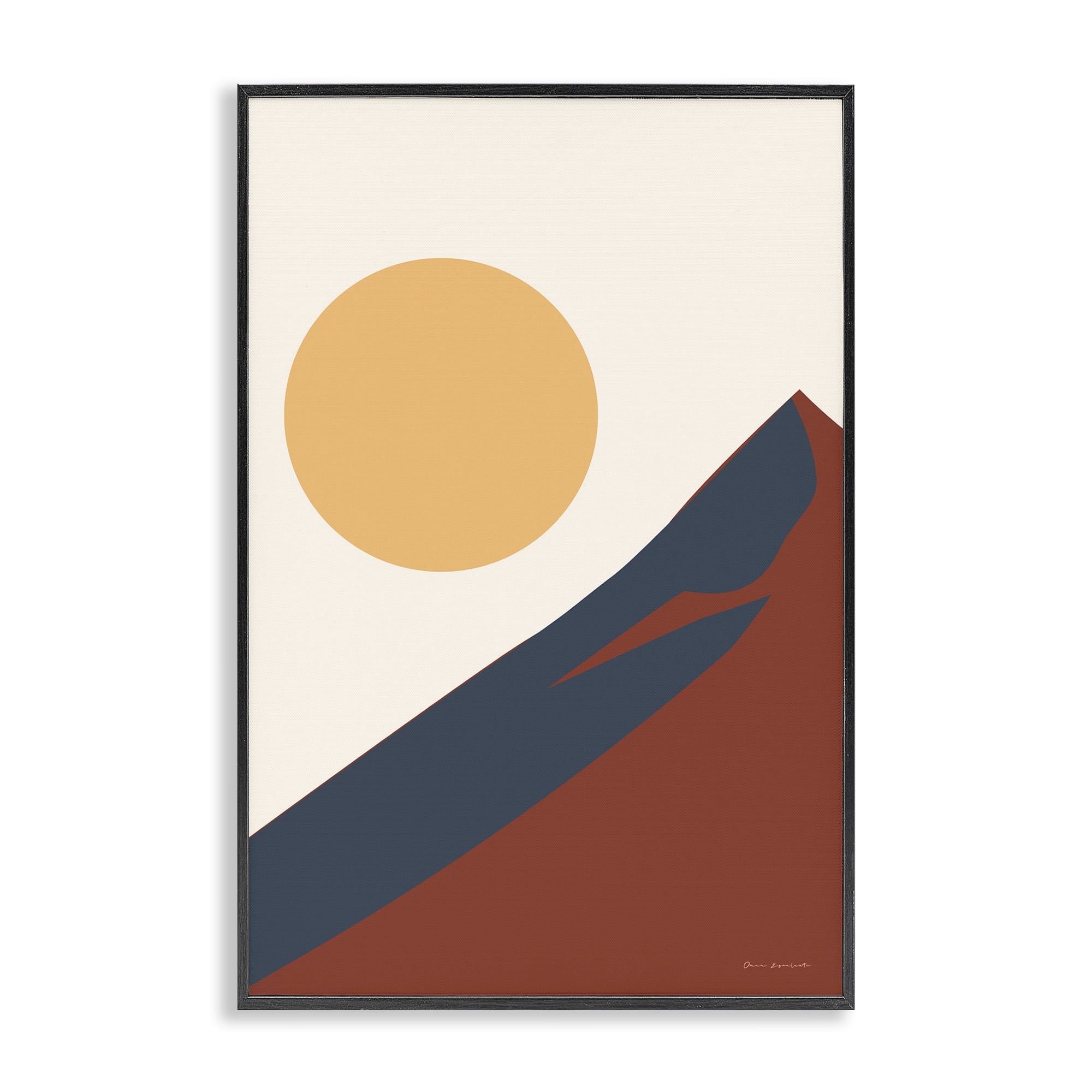 Stupell Industries Boho Mountain Peak & Sun Landscape & Nature Painting Black Framed Art Print Wall Art, 20 x 30
