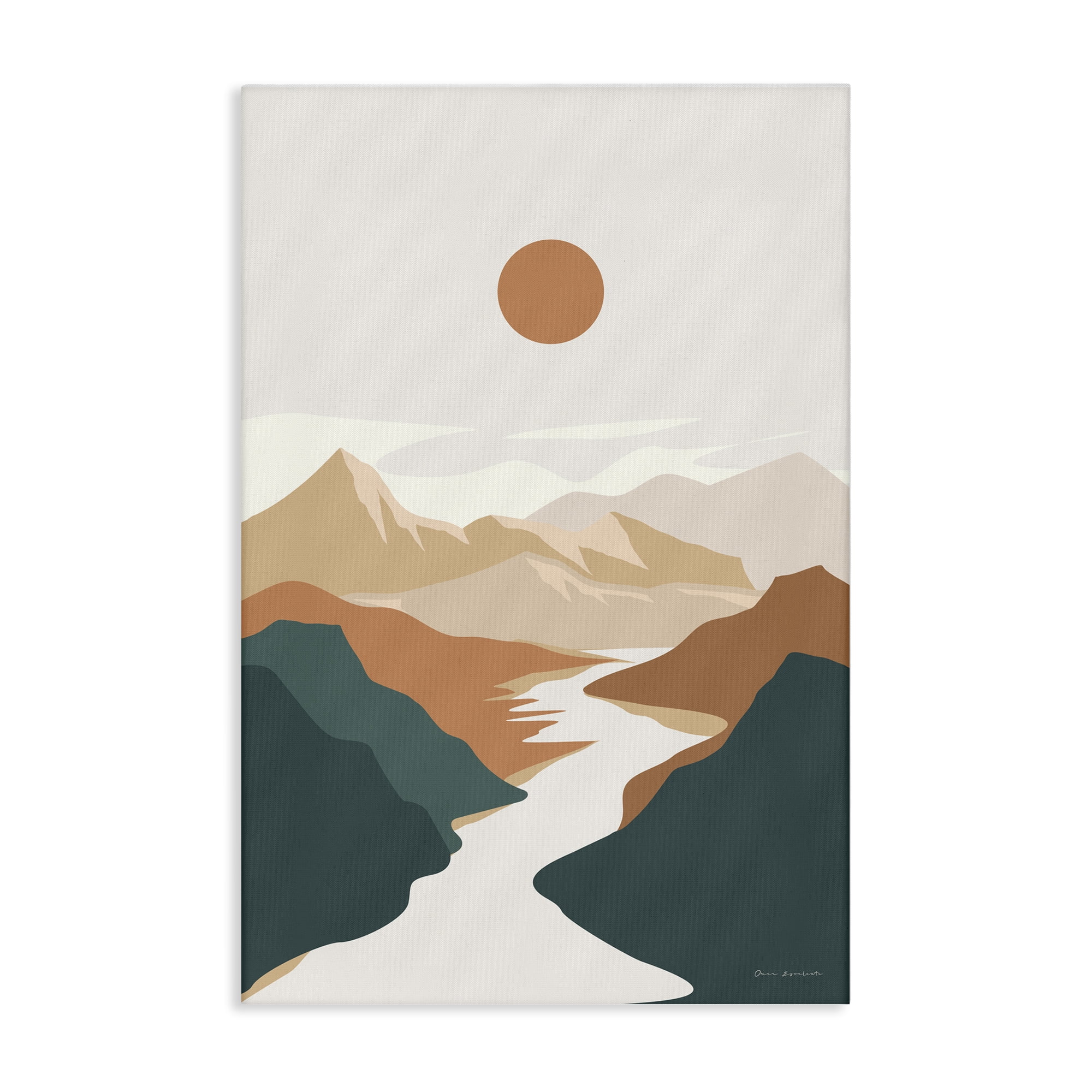 Stupell Industries Boho Mountain Valley Landscape & Nature Painting Wrapped Canvas Art Print Wall Art, 24 x 36