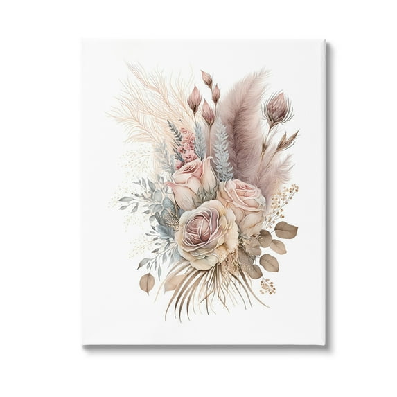 Stupell Industries Boho Neutral Roses Botanical & Floral Painting Gallery Wrapped Canvas Art Print Wall Art, 36 x 48