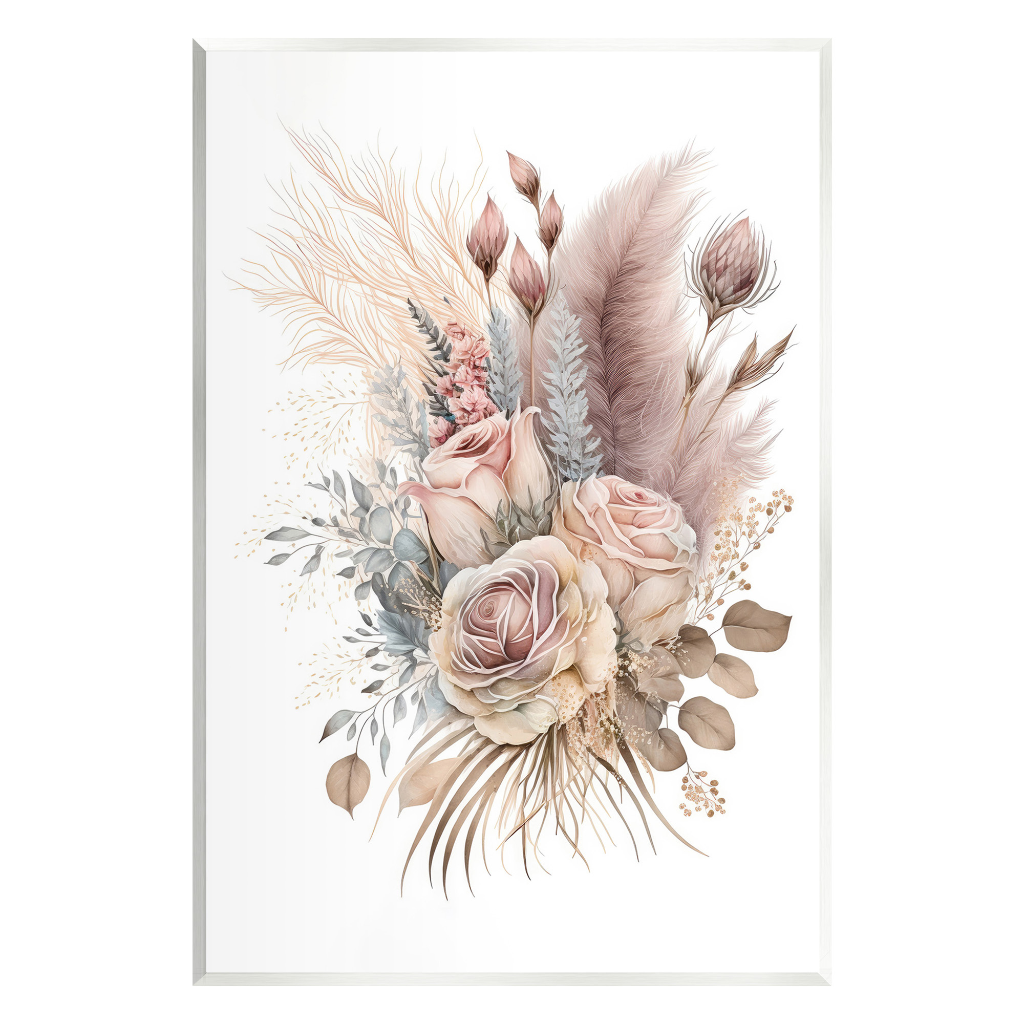 Stupell Industries Boho Neutral Roses Botanical & Floral Painting Unframed Art Print Wall Art, 10 x 15