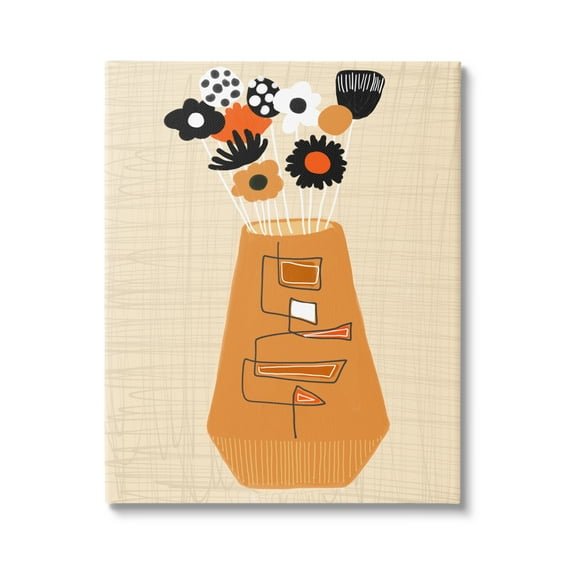 Stupell Industries Boho Orange Flower Vase Botanical & Floral Painting Gallery Wrapped Canvas Print Wall Art, 30 x 40