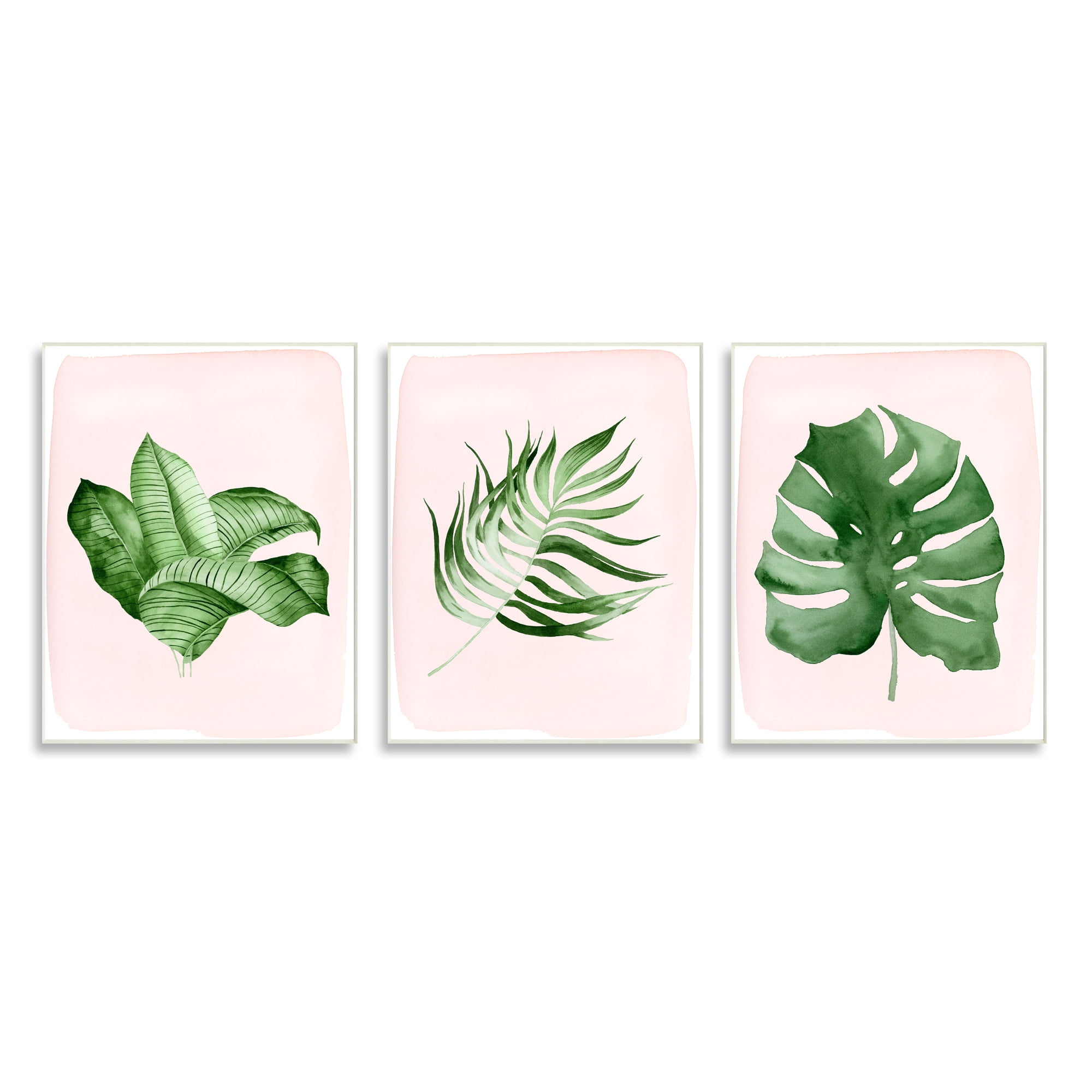 Stupell Industries Boho Palm Leaves over Pink Modern Tropical Plants, 10 x 15,Design by Lettered and Lined