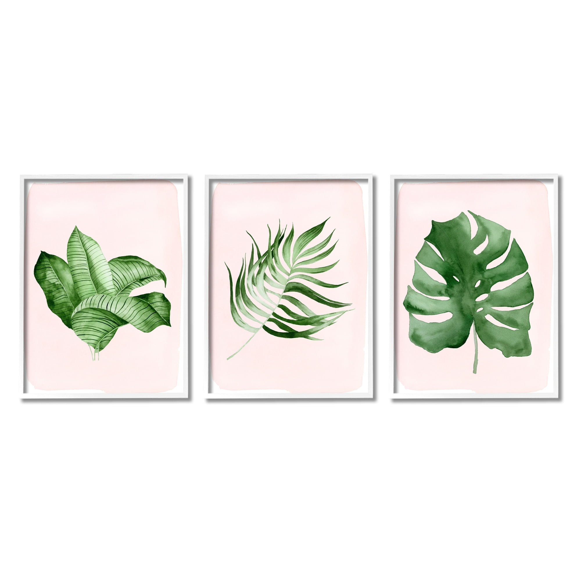 Stupell Industries Boho Palm Leaves over Pink Modern Tropical Plants, 24 x 30,Design by Lettered and Lined