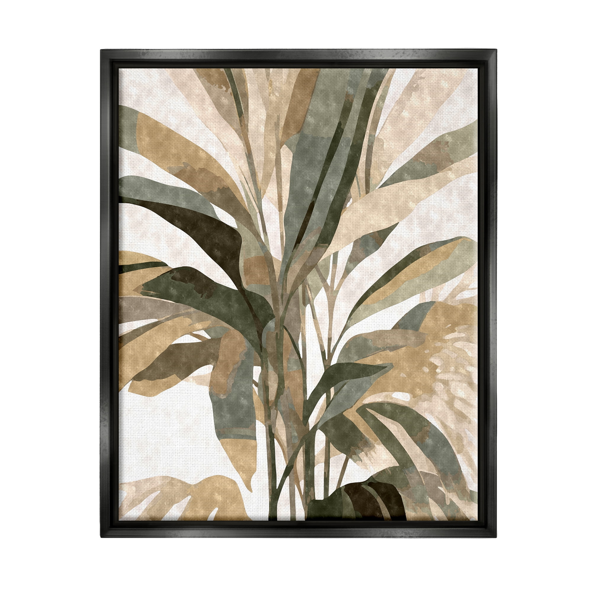 Stupell Industries Boho Palm Plant Botanical & Floral Painting Black Floater Framed Canvas Art Print Wall Art, 17 x 21