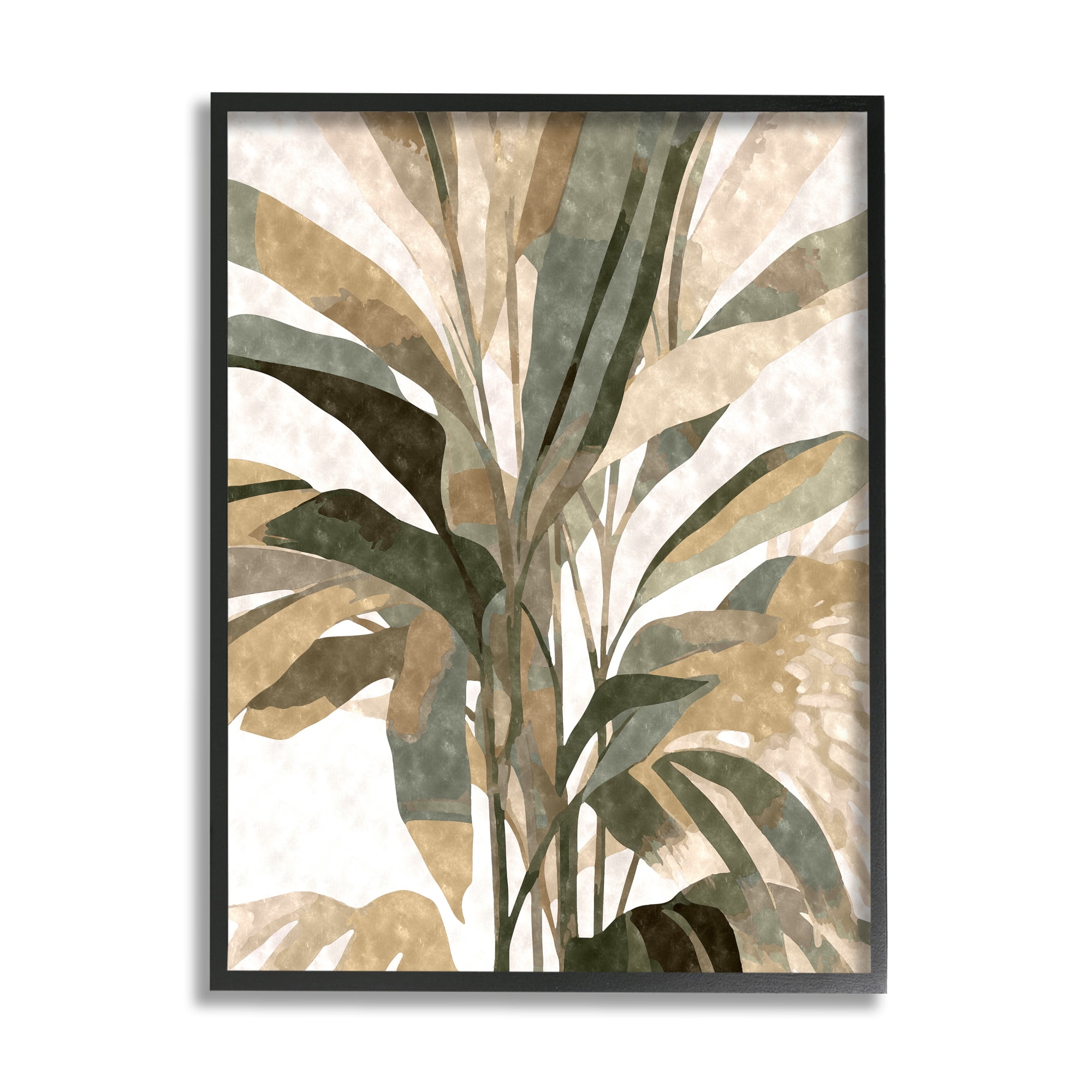 Stupell Industries Boho Palm Plant Botanical & Floral Painting Black Framed Art Print Wall Art, 16 x 20