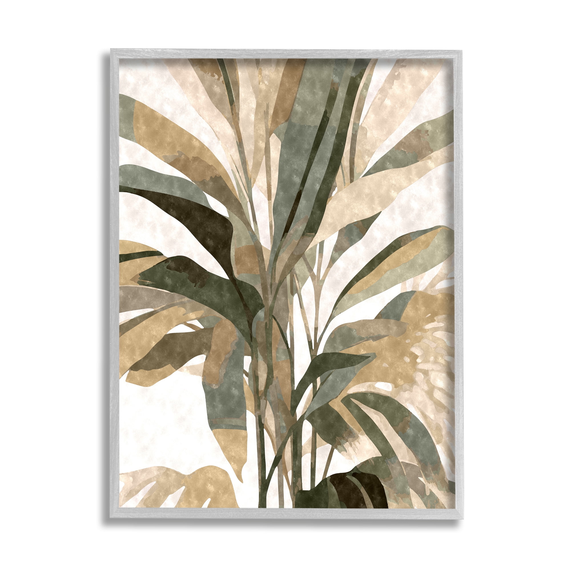 Stupell Industries Boho Palm Plant Botanical & Floral Painting Gray Framed Art Print Wall Art, 24 x 30