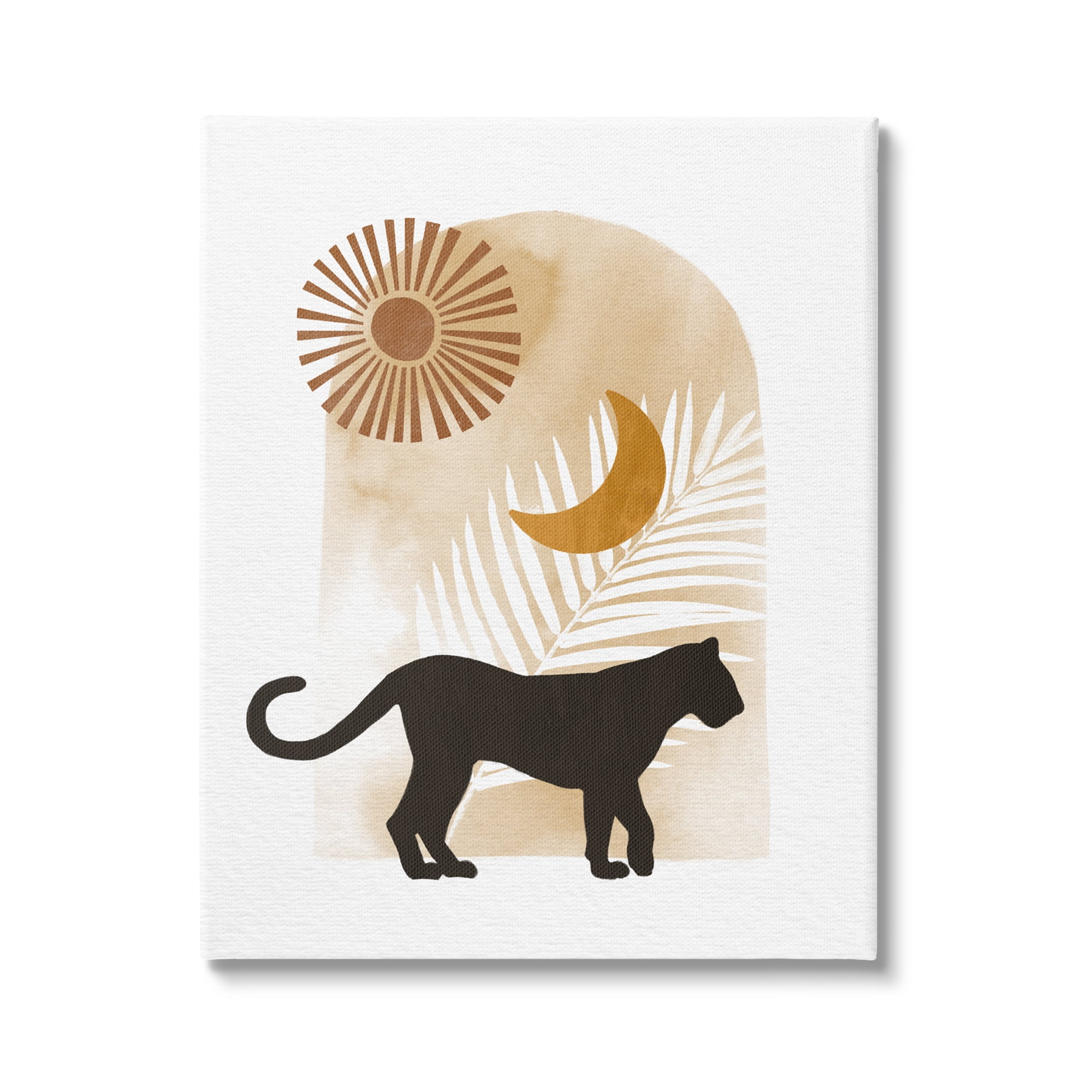 Stupell Industries Boho Panther Silhouette Lunar Solar Botanical Leaf Graphic Art Gallery Wrapped Canvas Print Wall Art, Design by Ziwei Li