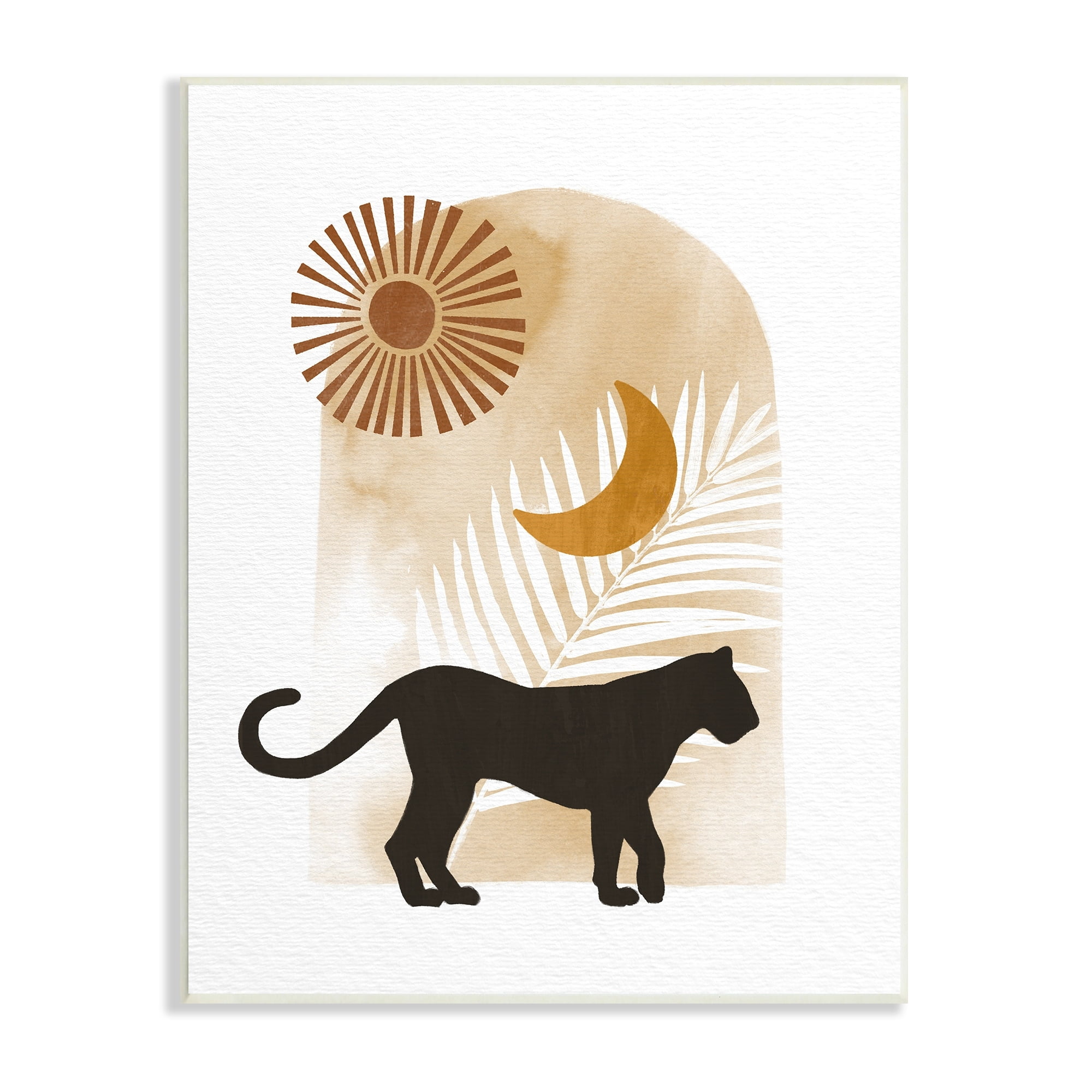 Stupell Industries Boho Panther Silhouette Lunar Solar Botanical Leaf Graphic Art Unframed Art Print Wall Art, Design by Ziwei Li
