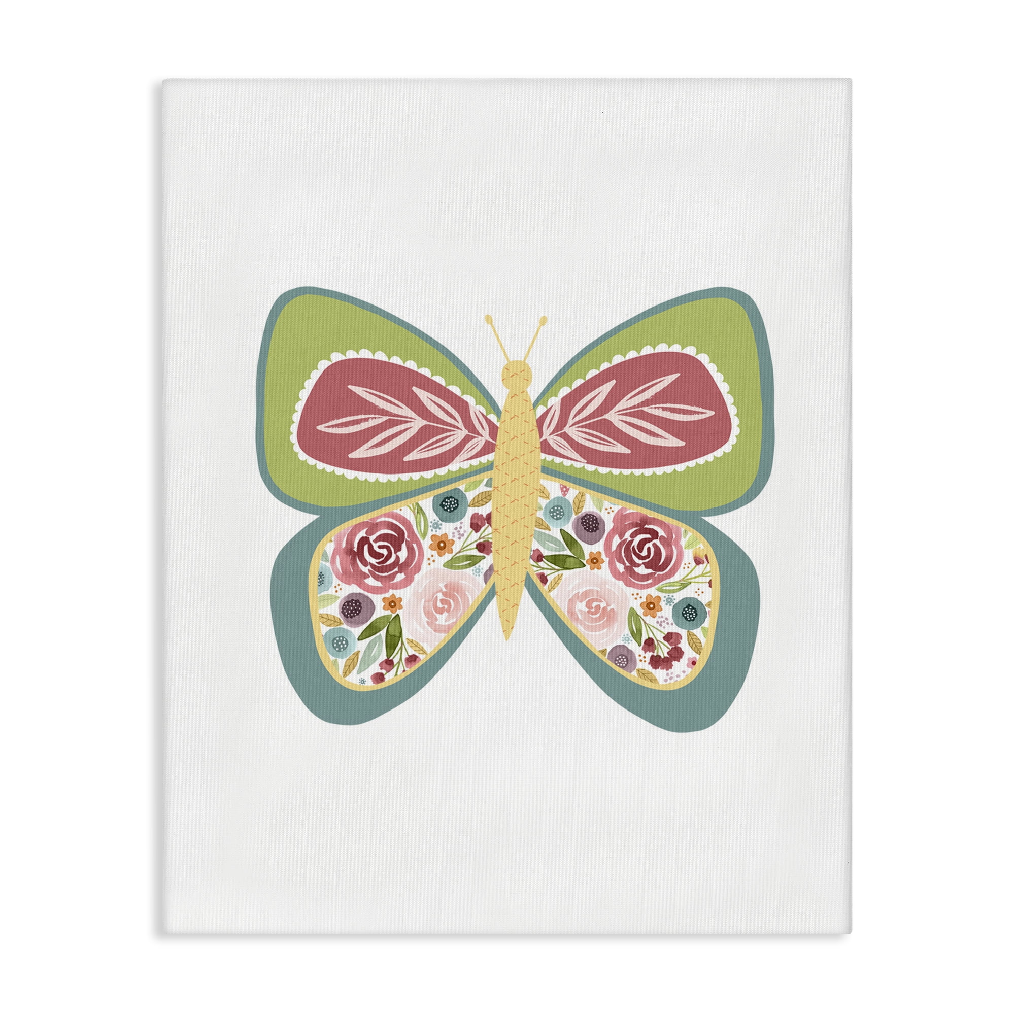 Stupell Industries Boho Pattern Butterfly Animals & Insects Painting Gallery Wrapped Canvas Art Print Wall Art, 36 x 48