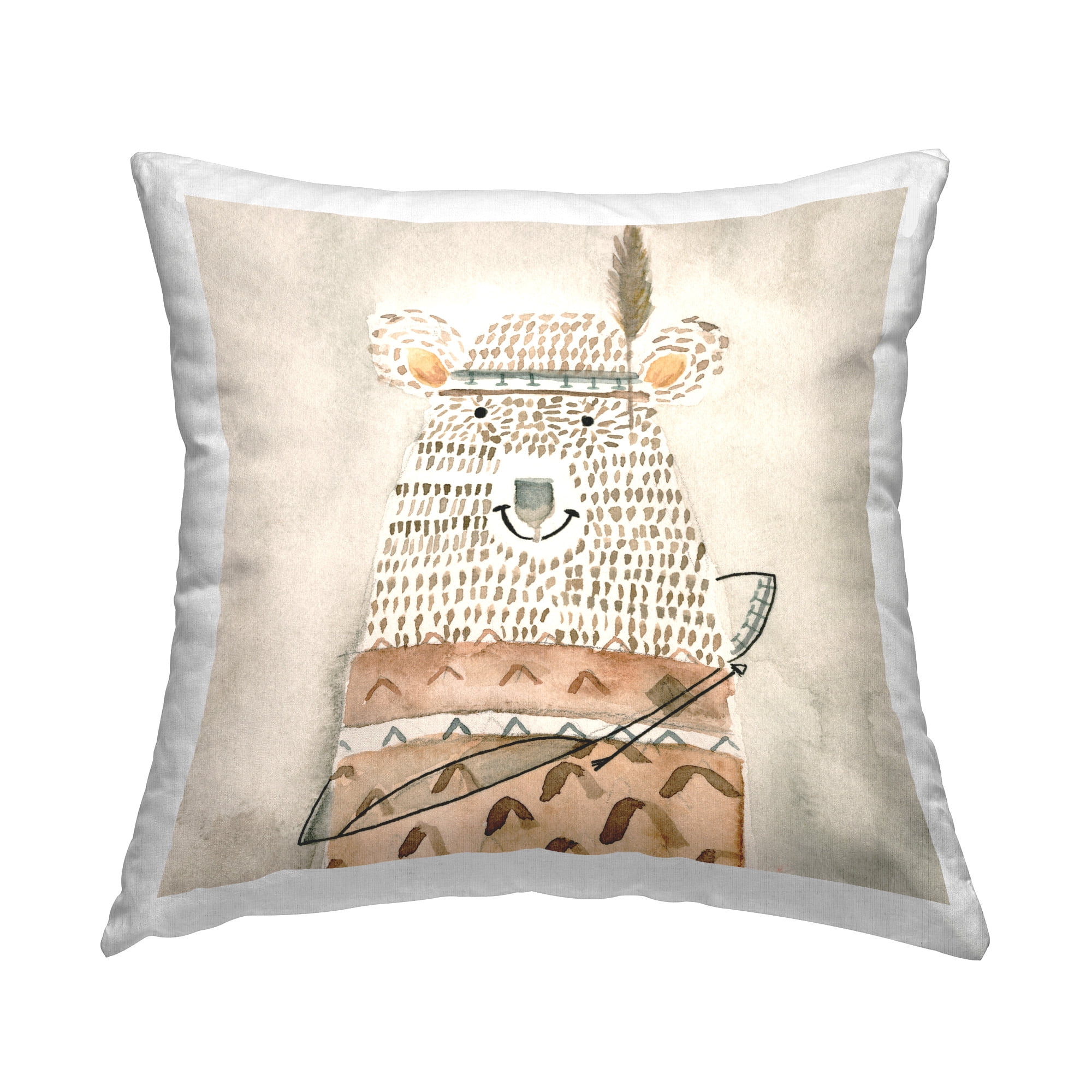 Stupell Industries Boho Patterned Bear Decorative Printed Throw Pillow Design by Natalie Timbrook