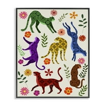 Stupell Industries Boho Patterned Cheetahs Animals & Insects Painting Black Framed Art Print Wall Art, 11 x 14