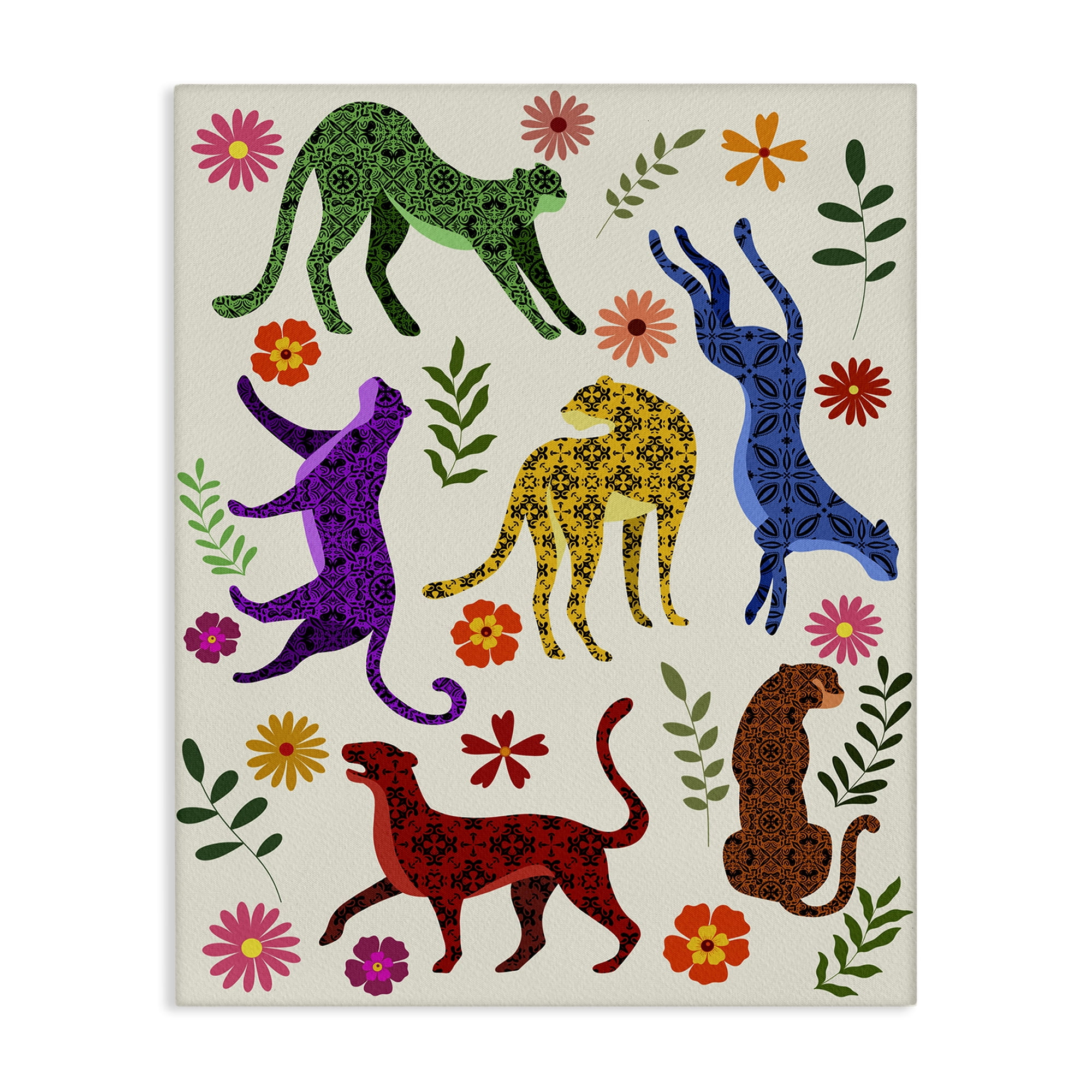 Stupell Industries Boho Patterned Cheetahs Animals & Insects Painting Gallery Wrapped Canvas Art Print Wall Art, 24 x 30
