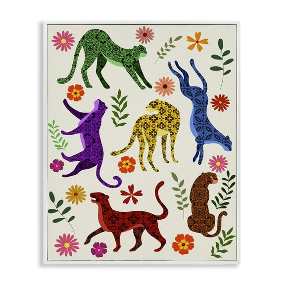 Stupell Industries Boho Patterned Cheetahs Animals & Insects Painting White Framed Art Print Wall Art, 16 x 20