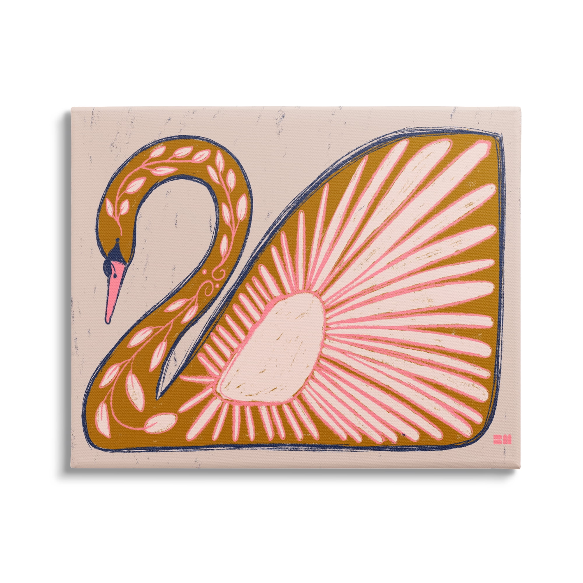 Stupell Industries Boho Patterned Swan Animals & Insects Painting Gallery Wrapped Canvas Art Print Wall Art, 30 x 24