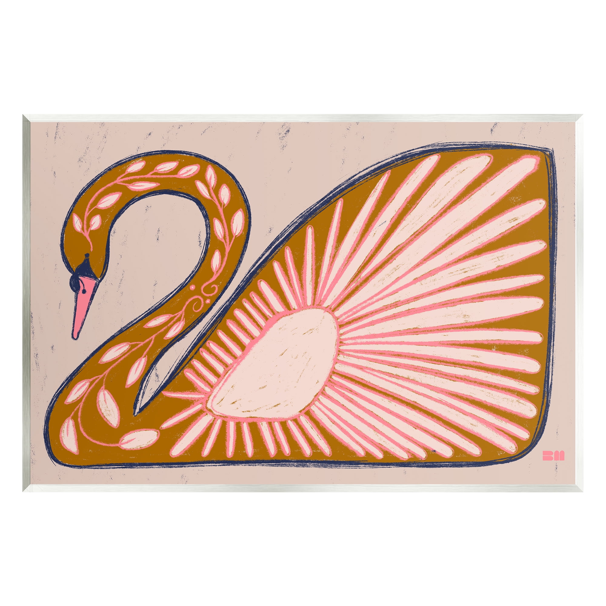 Stupell Industries Boho Patterned Swan Animals & Insects Painting Unframed Art Print Wall Art, 19 x 13