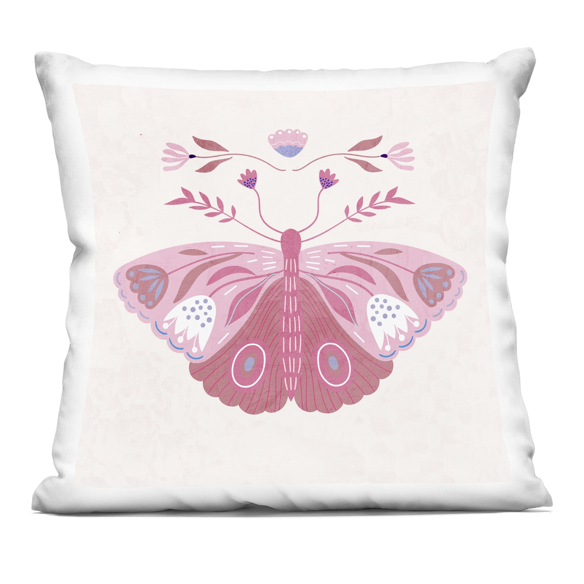 Stupell Industries Boho Pink Folk Butterfly Decorative Printed Throw Pillow, design by Kim Allen