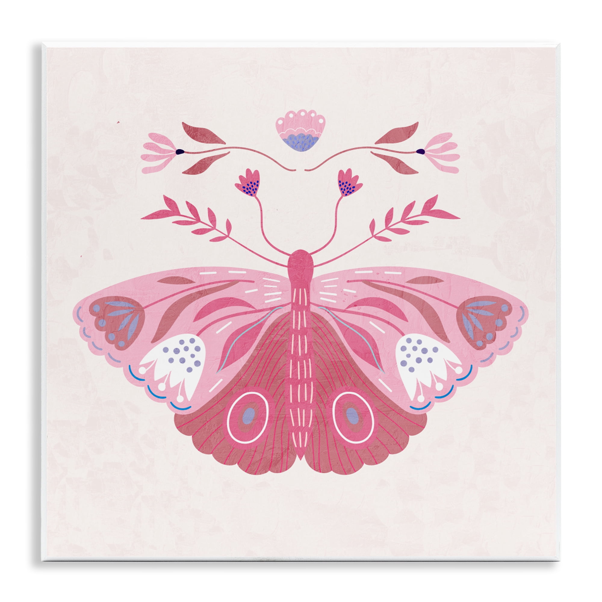 Stupell Industries Boho Pink Folk Butterfly Wall Plaque Art, design by Kim Allen