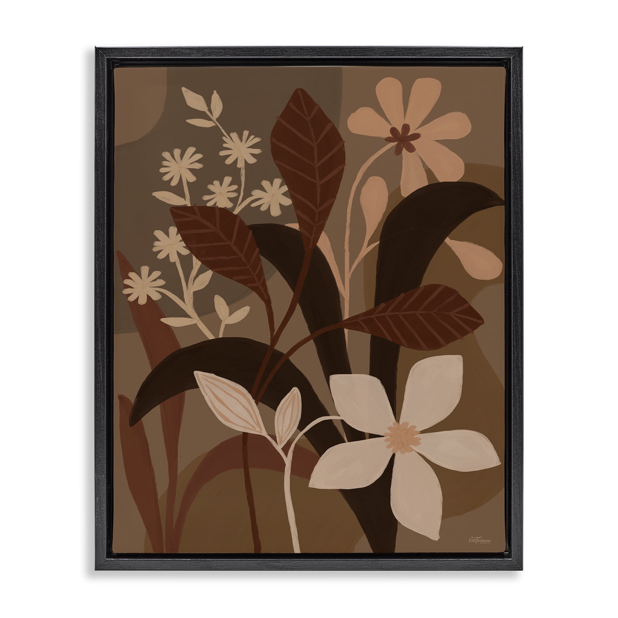 Stupell Industries Boho Plant Layers Plants & Flowers Painting Black Floater Framed Canvas Art Print Wall Art, 25 x 31