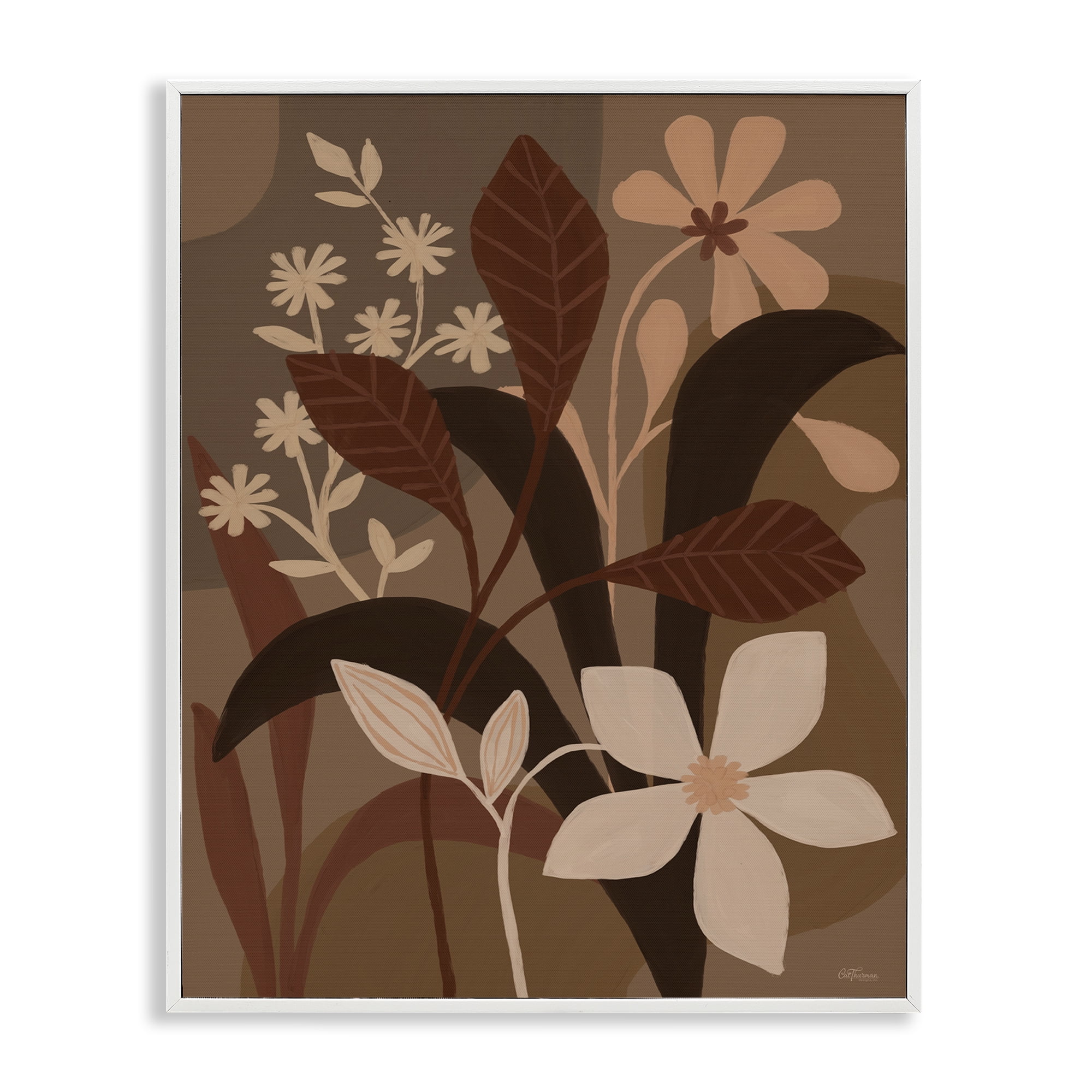 Stupell Industries Boho Plant Layers Plants & Flowers Painting White Framed Art Print Wall Art, 16 x 20