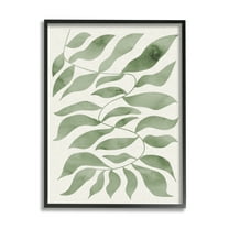 Stupell Industries Boho Plant Leaf Sprig Botanical & Floral Painting Black Framed Art Print Wall Art, 11 x 14