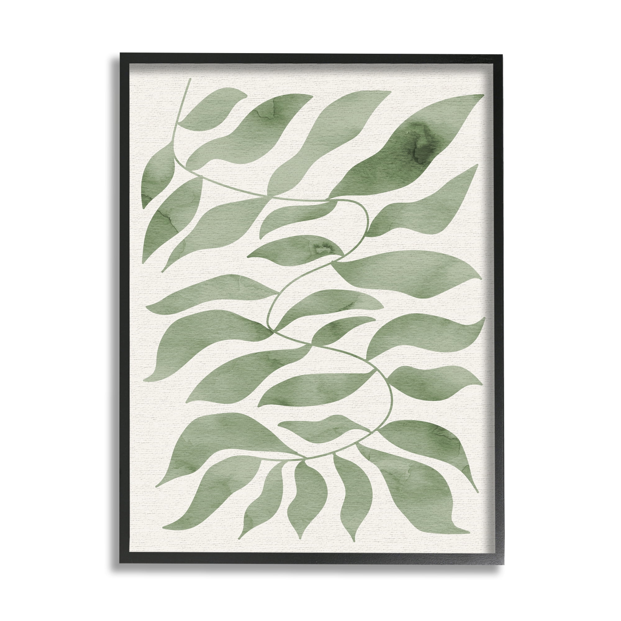 Stupell Industries Boho Plant Leaf Sprig Botanical & Floral Painting Black Framed Art Print Wall Art, 24 x 30