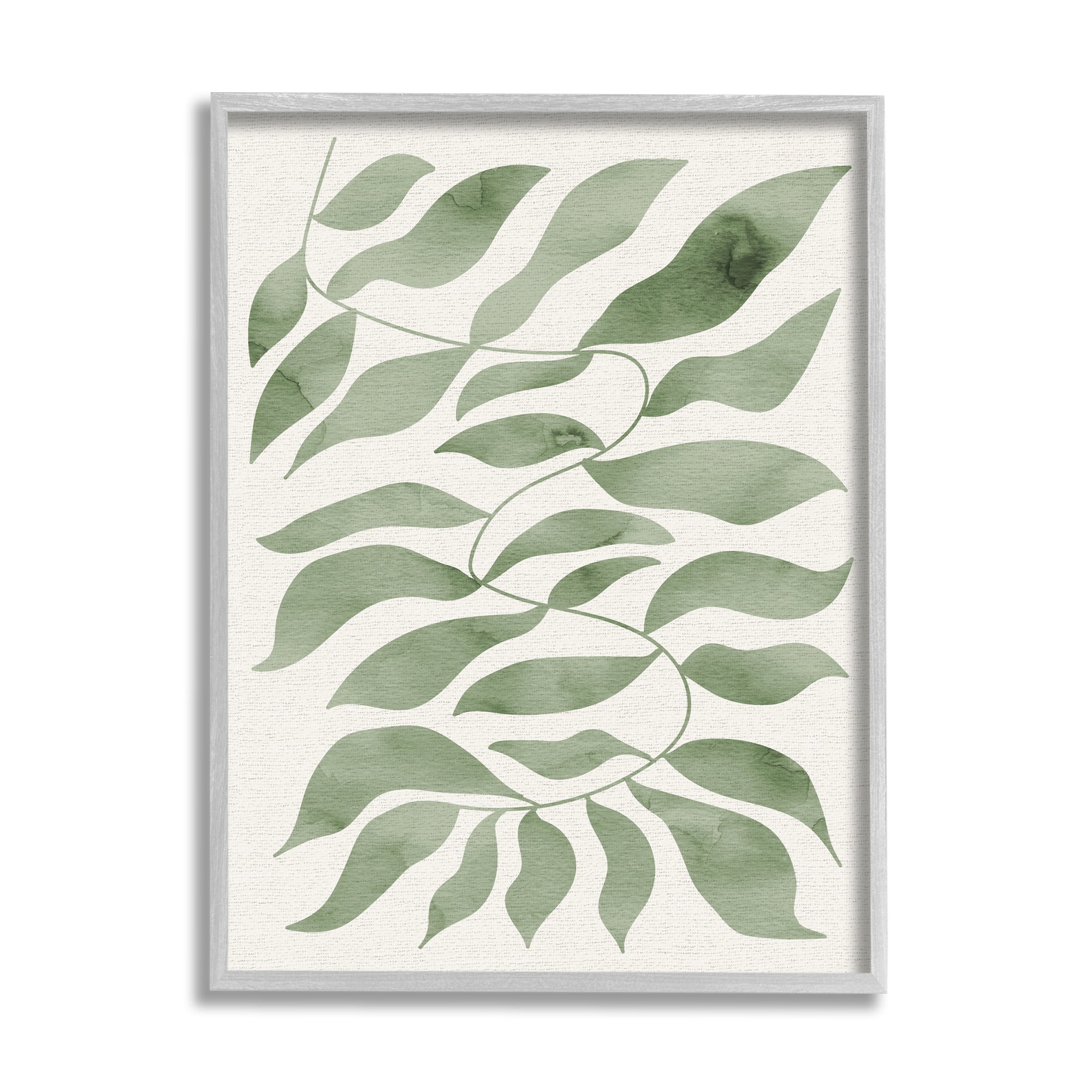 Stupell Industries Boho Plant Leaf Sprig Botanical & Floral Painting Gray Framed Art Print Wall Art, 16 x 20