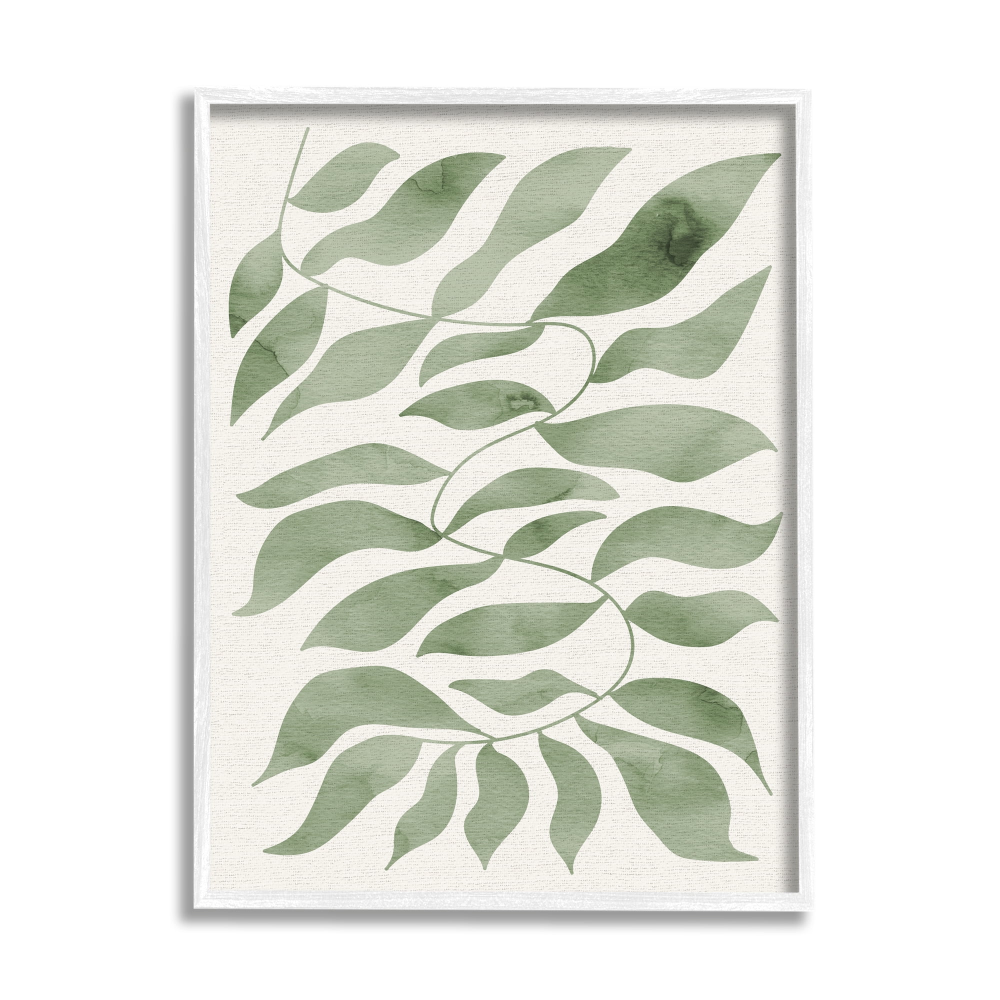 Stupell Industries Boho Plant Leaf Sprig Botanical & Floral Painting White Framed Art Print Wall Art, 16 x 20